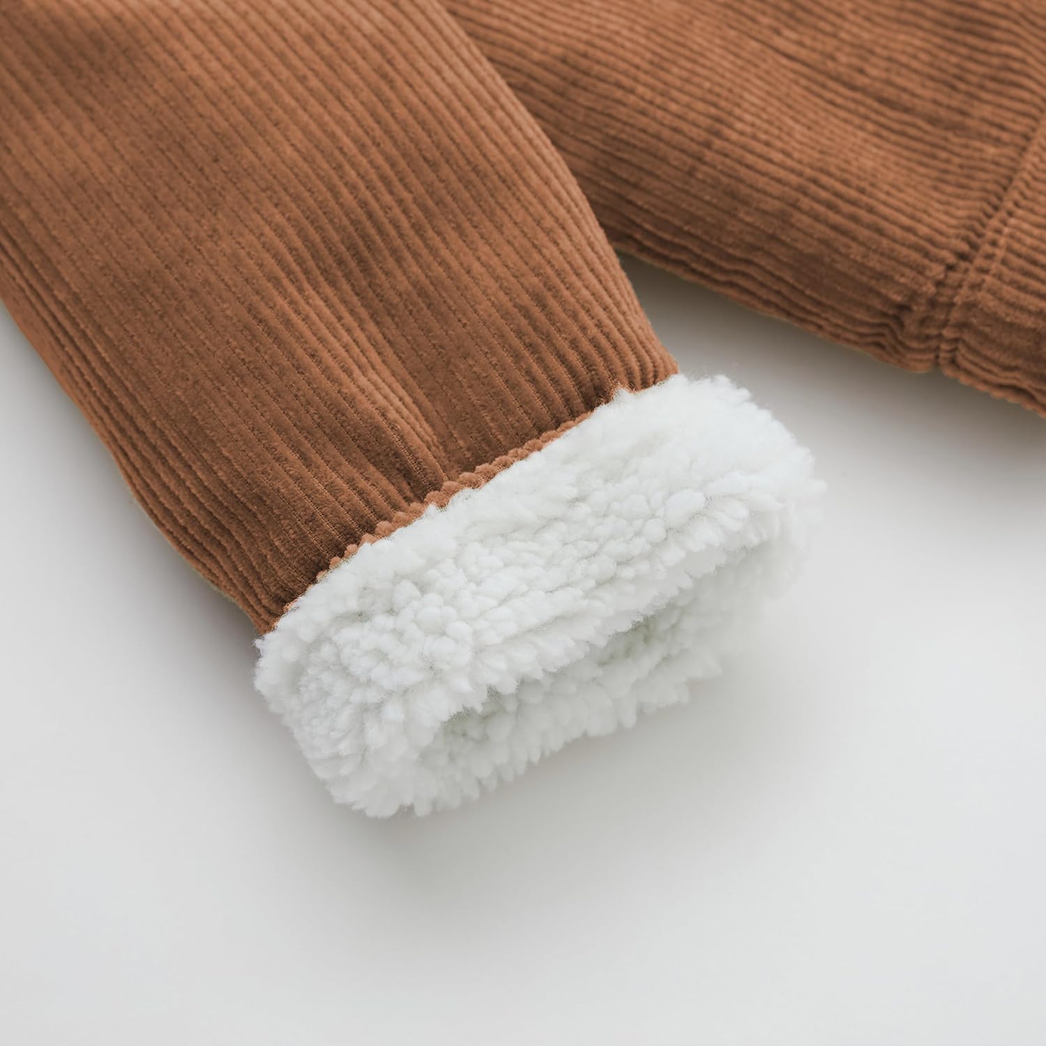 Toddler Boy Winter Thick Corduroy Coat Baby Boys Sherpa Lined Jacket Outwear - Image 4