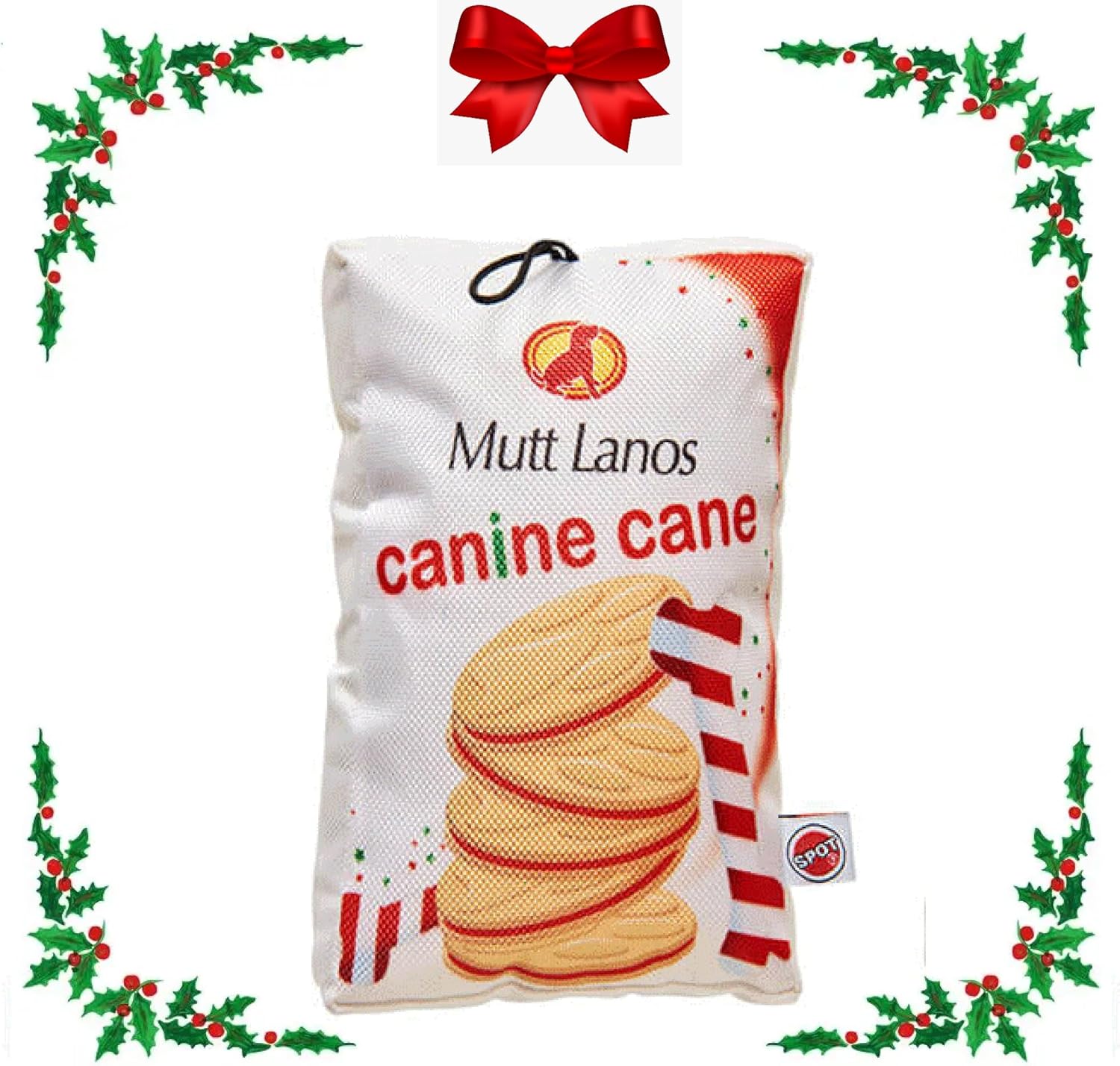 8" Holiday Dog Christmas Crinkle Cookie and Candy Snack Bag Toys Durable Crunchy Squeaky Sounds (Full Set - All 4 Toys)