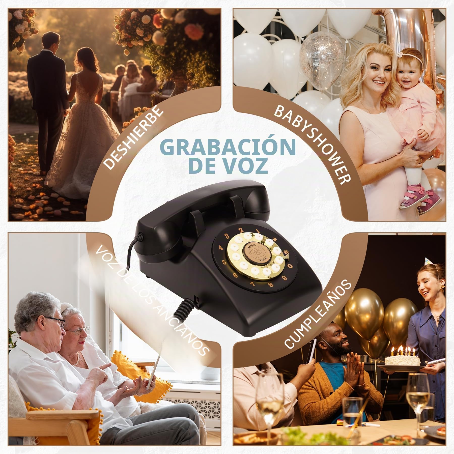 Libro de invitados de audio, teléfono de boda, 32 GB de memoria, mensajes de audio personalizados, volumen ajustable, con función de reproducción de mensajes, adecuado para todo tipo de