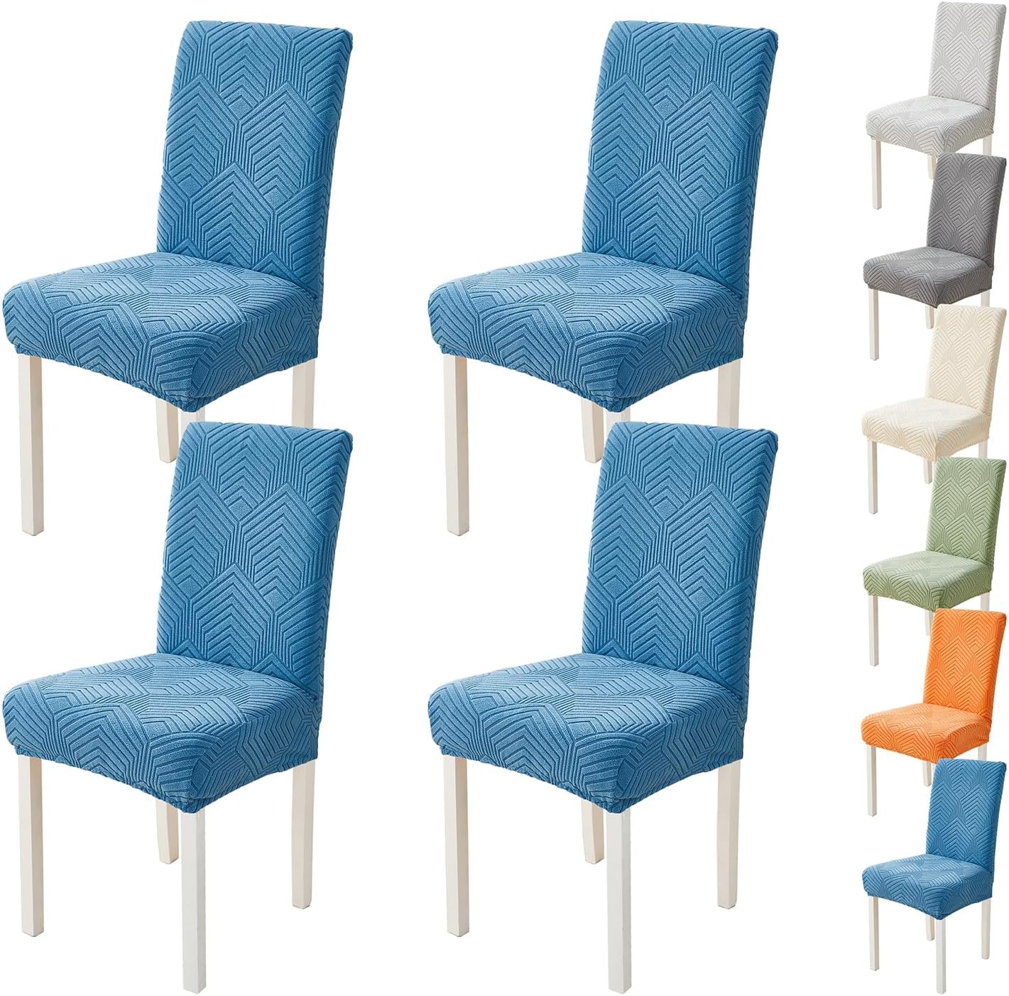 Soft Thickening Dining Chair Cover Set of 1/2/4/6 3D Jacquard Parsons Chair Slipcover Elastic Chair Covers Universal Chair Seat Cover Chair Protectors for Dining Room Hotel,Dgray 2pcs