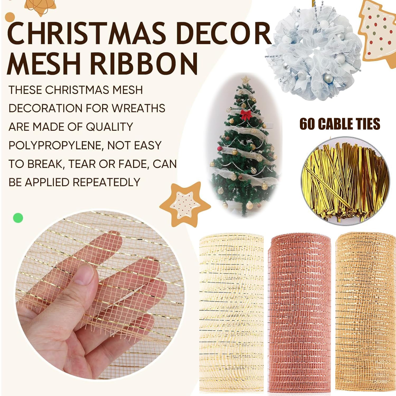 Accesorios para Decoración De Árboles De Navidad,Guirnaldas metálicas Brillantes,Guirnalda De Oropel Navideña, Decoración De Guirnalda Navideña26X910CM (Oro)