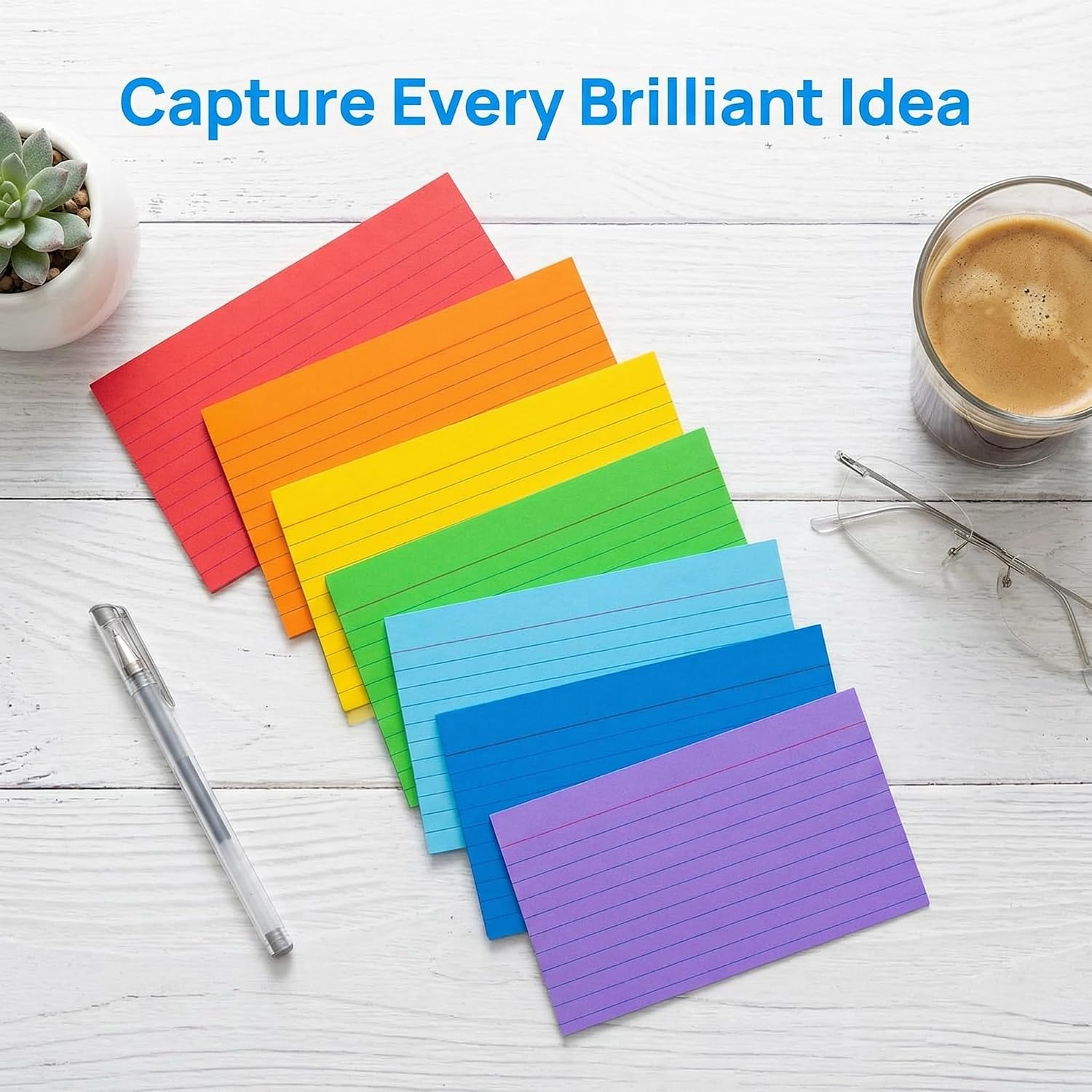 Colored Index Cards 3x5, 300 Count, Neon Flash Cards with Ruled Lines image 3
