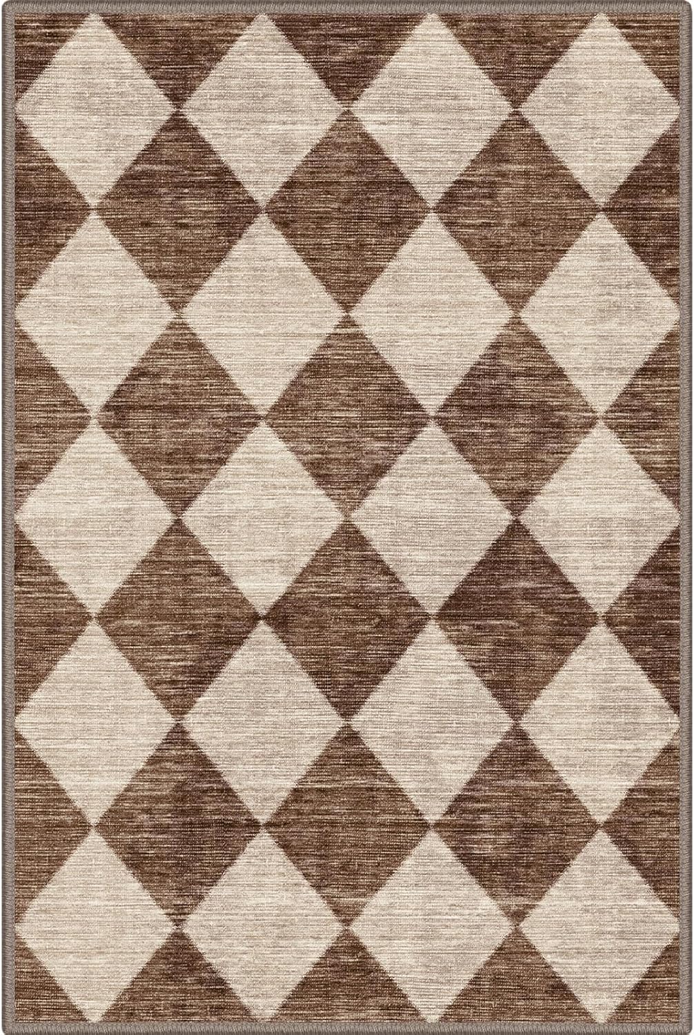 Front Door Rug - 2x3 Brown Beige Non-Slip Washable Doormat Indoor Outdoor Mat Outside Entrance Entry Rug Checkered Diamond Small Area Rugs for Entryway Bedroom Kitchen Front Porch Decor - Image 8
