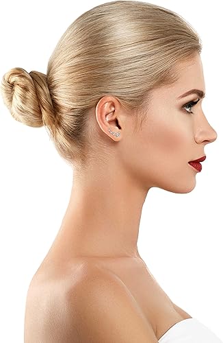 Miniatura 4 de PAVOI - Aretes escaladores de circonia cúbica chapados en oro de 14 quilates, aretes de moda con flecha y diamante sintético para mujer