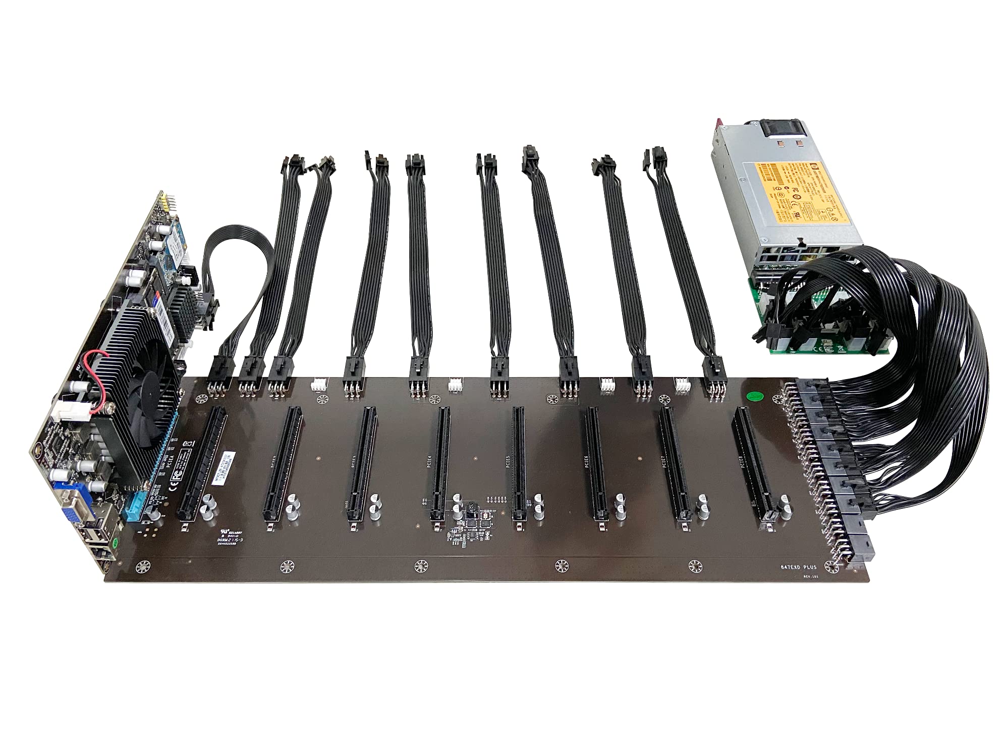 soontech Complete Mining Rig System for Mining Ethereum Coin with Windows 10 ,Mining Motherboard 8GPU Including CPU,SSD, RAM,PSU, Mining Case and Cooling Fans(Without GPU)