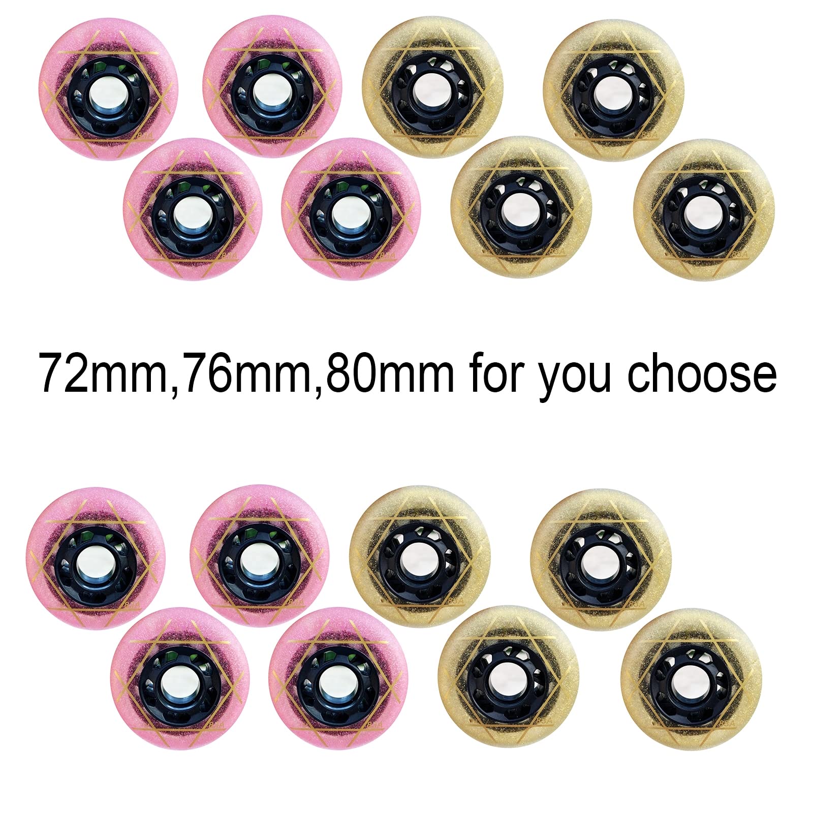 Genérico Ruedas de Repuesto para Patines en Línea Exterior Interior Ruedas de Repuesto para Patinaje de Velocidad en Línea O Hockey en Línea, Resistentes Al Desgaste, de PU 83A, Color Rosa, 76 mm