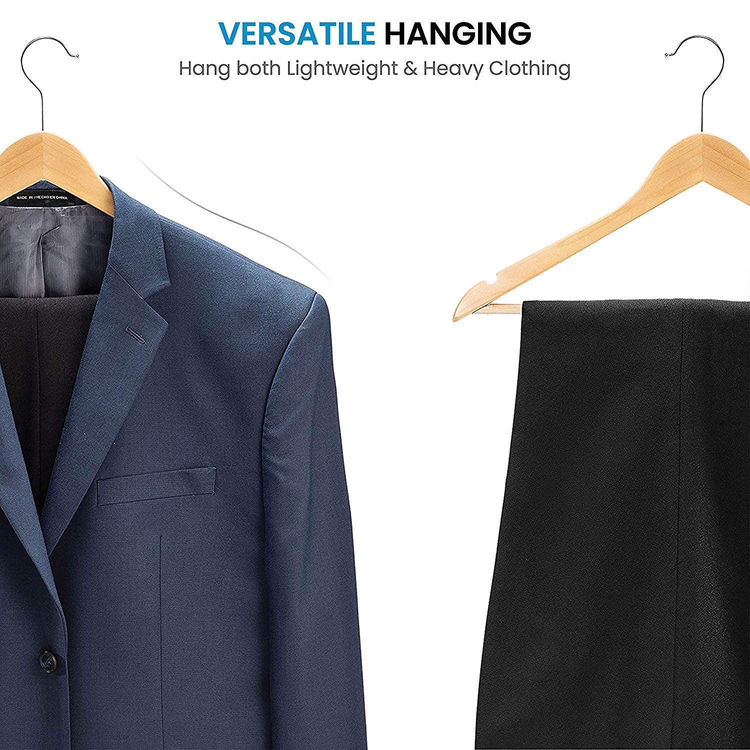 Evolluxi Lotus Wooden Hangers, Solid Wood Shirt Hangers,Dress Coat Jacket Clothes Hangers,with Extra Smooth Finish, 360 Degree Swivel Hook(Retro) (Beige, 12) 3