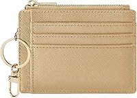 Vista 145 de Sodsay Estuche para tarjetas, cartera delgada con bolsillo frontal, para mujer, sujetatarjetas con llavero negro