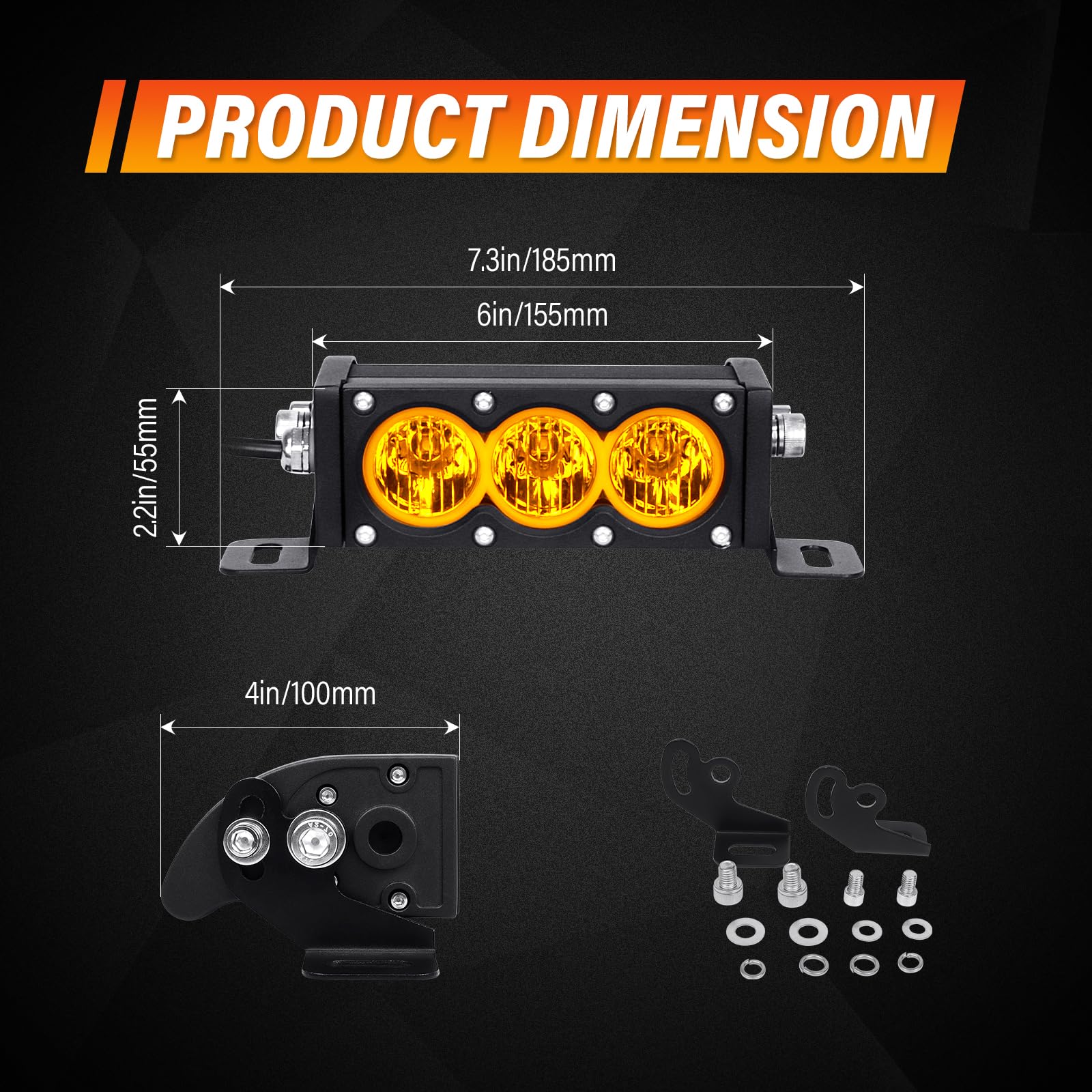 AUXTINGS 2 x 15 cm bursztynowa listwa świetlna LED z jednym rzędem 30 W, 30 W, lampa przeciwmgielna, światło robocze, LED, UTV, ciężarówka, 4x4, samochody, SUV, ATV, światła przeciwmgielne z