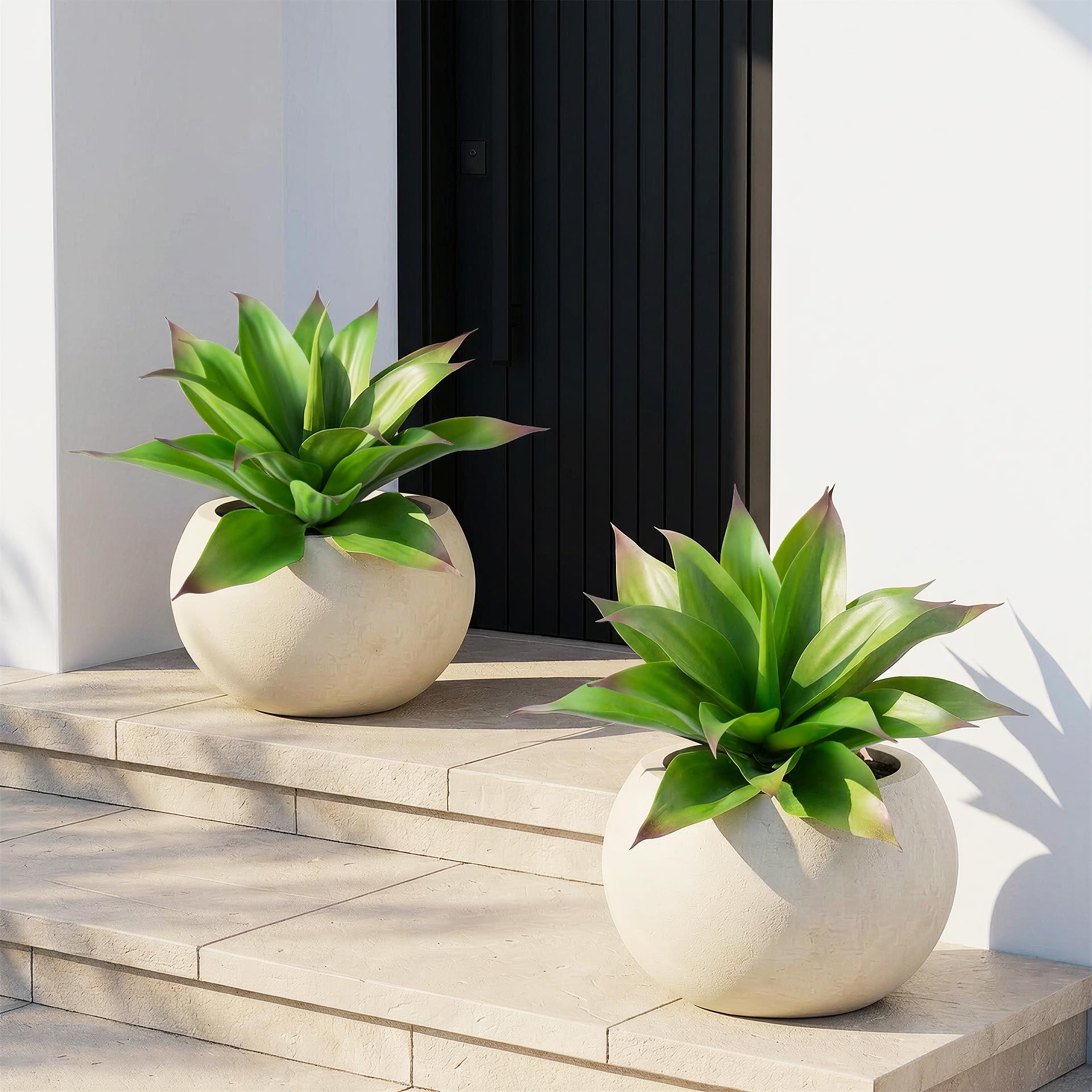 Grandes plantes d'agave artificielles résistantes aux UV pour décoration d'intérieur et d'extérieur Vert 38,1 cm
