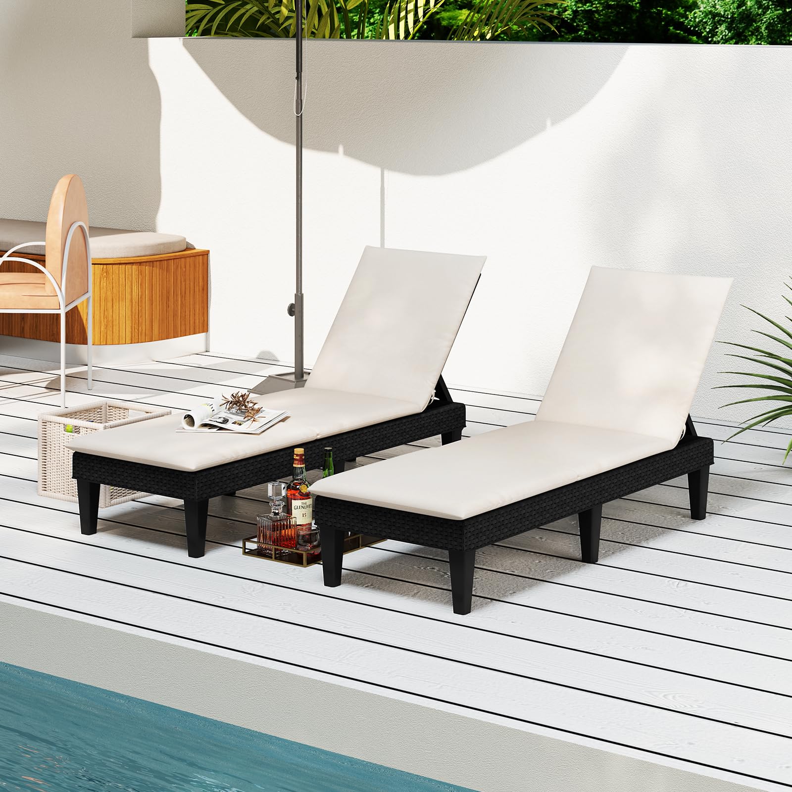 KOMFOTTEU Cuscino per sedia a sdraio da esterno 182 x 59 cm Beige