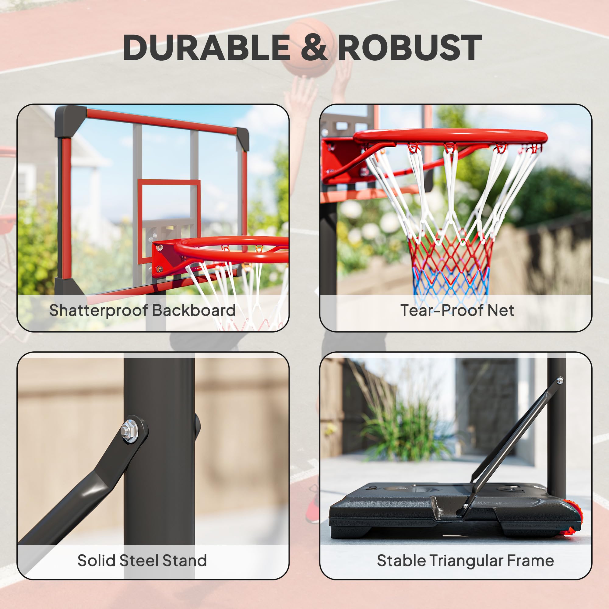 SPORTNOW Zewnętrzny stojak do koszykówki 178-208 cm dla dzieci