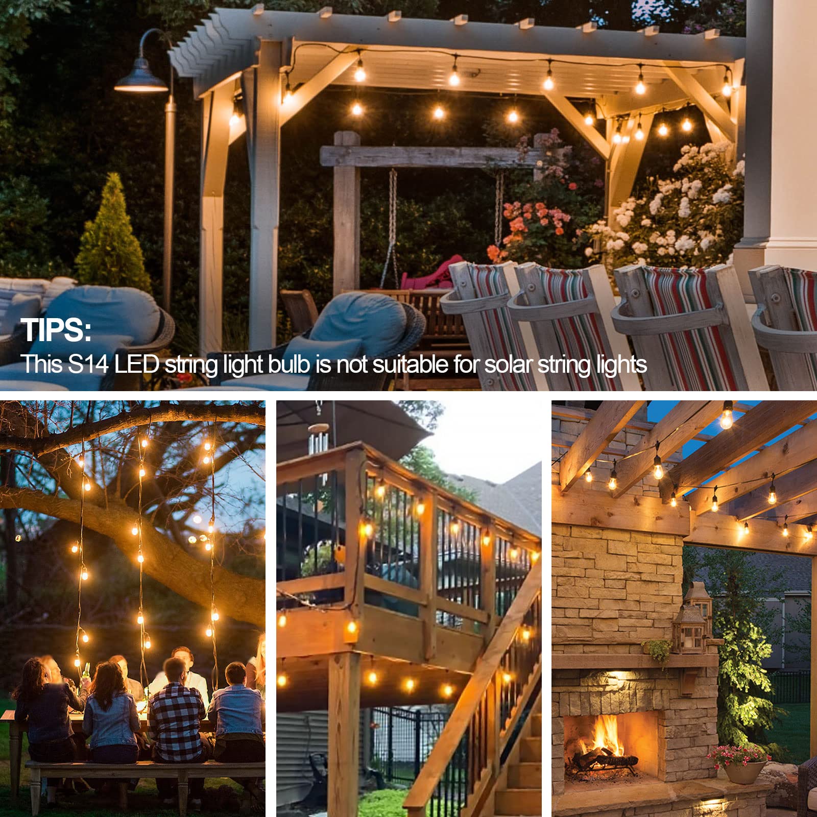 LangPlus+ lampadine LED S14 in vetro da 2W, attacco E27 2700K bianca calda LED Lampada Edison per stringhe luminose, non dimmerabili da 2W equivalenti a una lampadina a incandescenza da 20W 25 pezzi