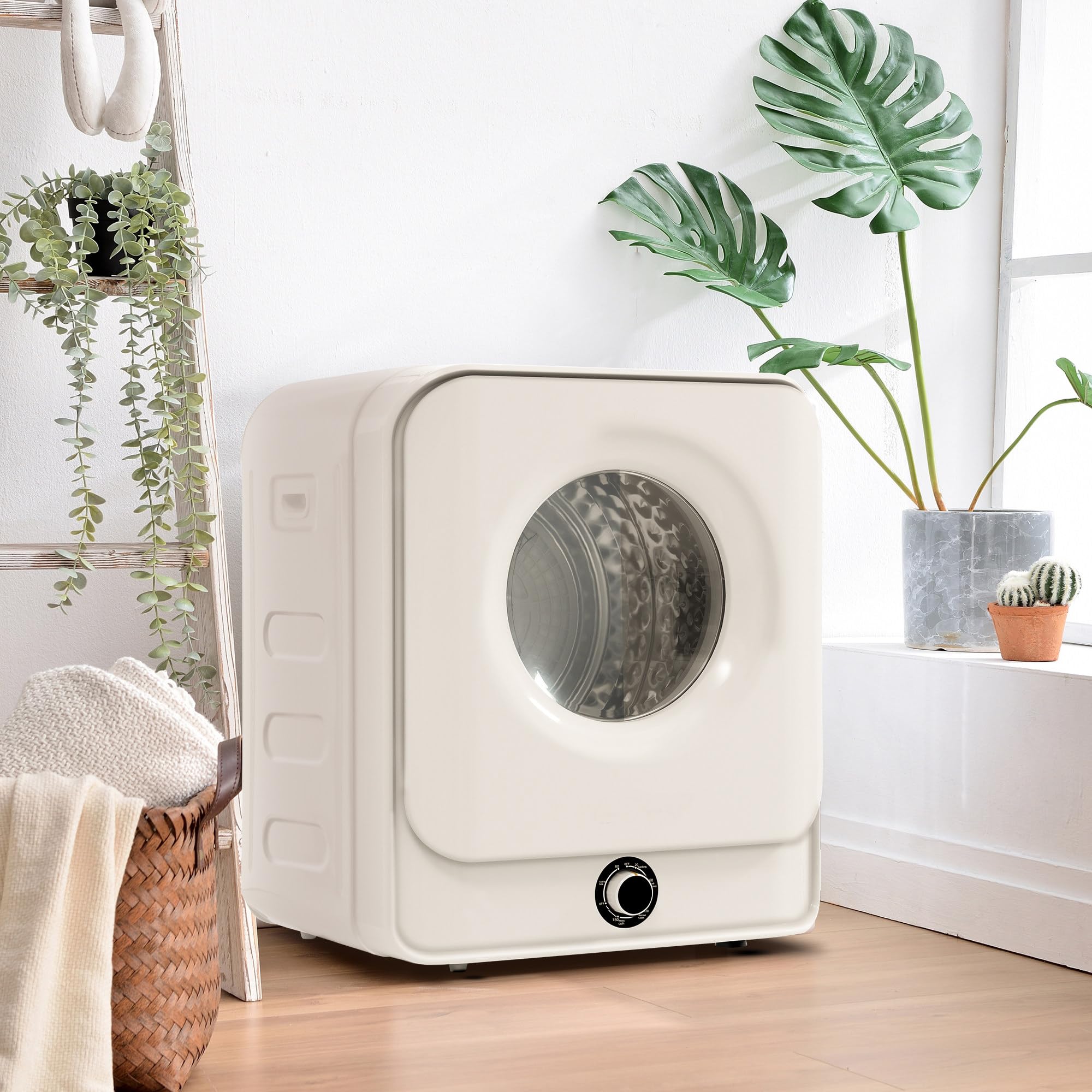 Mini suszarka bębnowa 830 W, suszarka 4,5 kg, suszarka ze stali nierdzewnej, suszarka na powietrze wywiewane, z 5 programami, zabezpieczenie przed przegrzaniem, możliwość montażu na ścianie