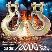 Vista 3 de Chain Hooks, Safety 3/8 Chain Hook, Heavy Duty Forged G70 Clevis Slip Hook with Safety Latch for Marine, Trailers，Trucks Towing（10 Pack
