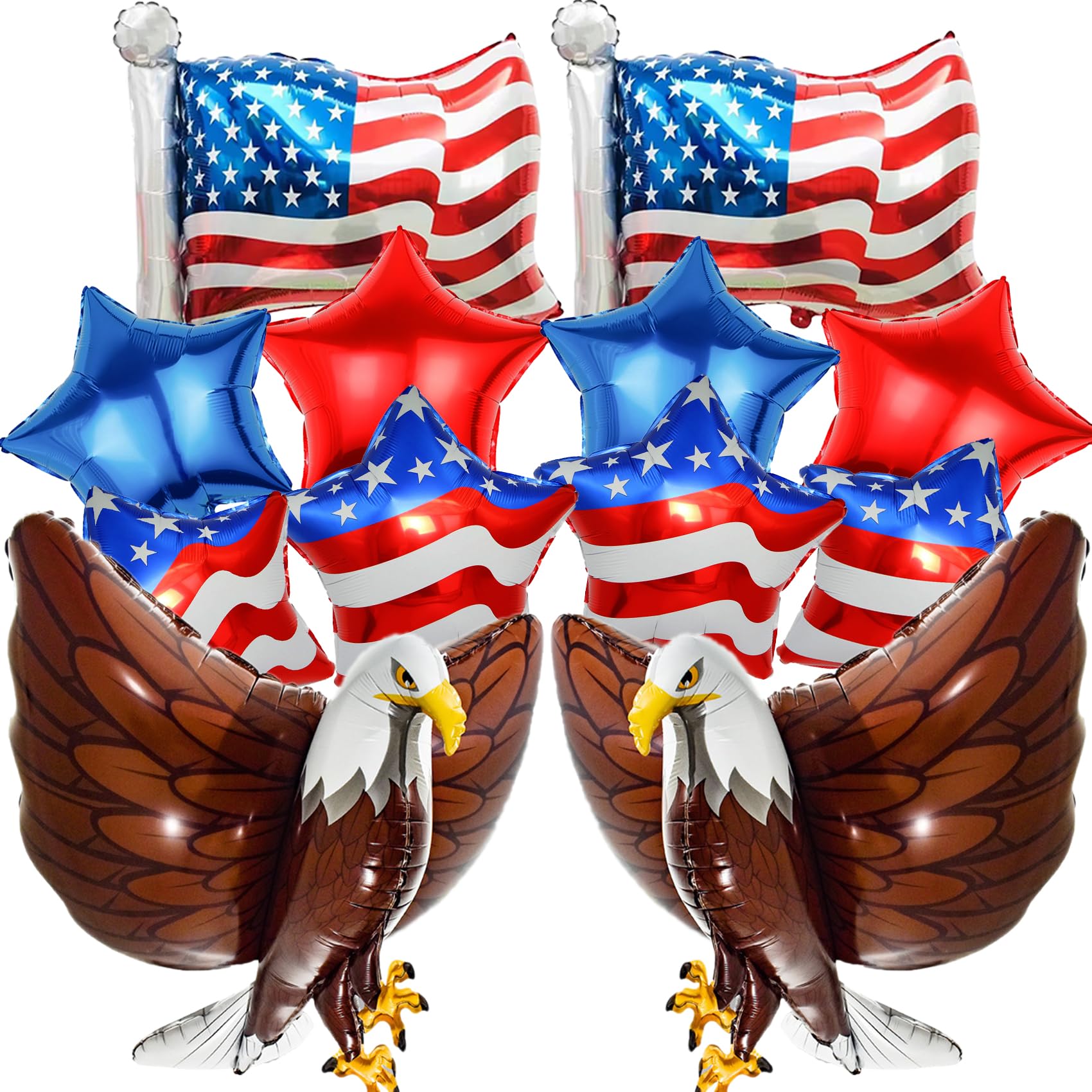 USA-Balloons 4th of July 12PCS Patriotic Eagle Balloons Red White Blue USA Foil Decor Fourth of July Veterans Day Election Birthday Party Supplies