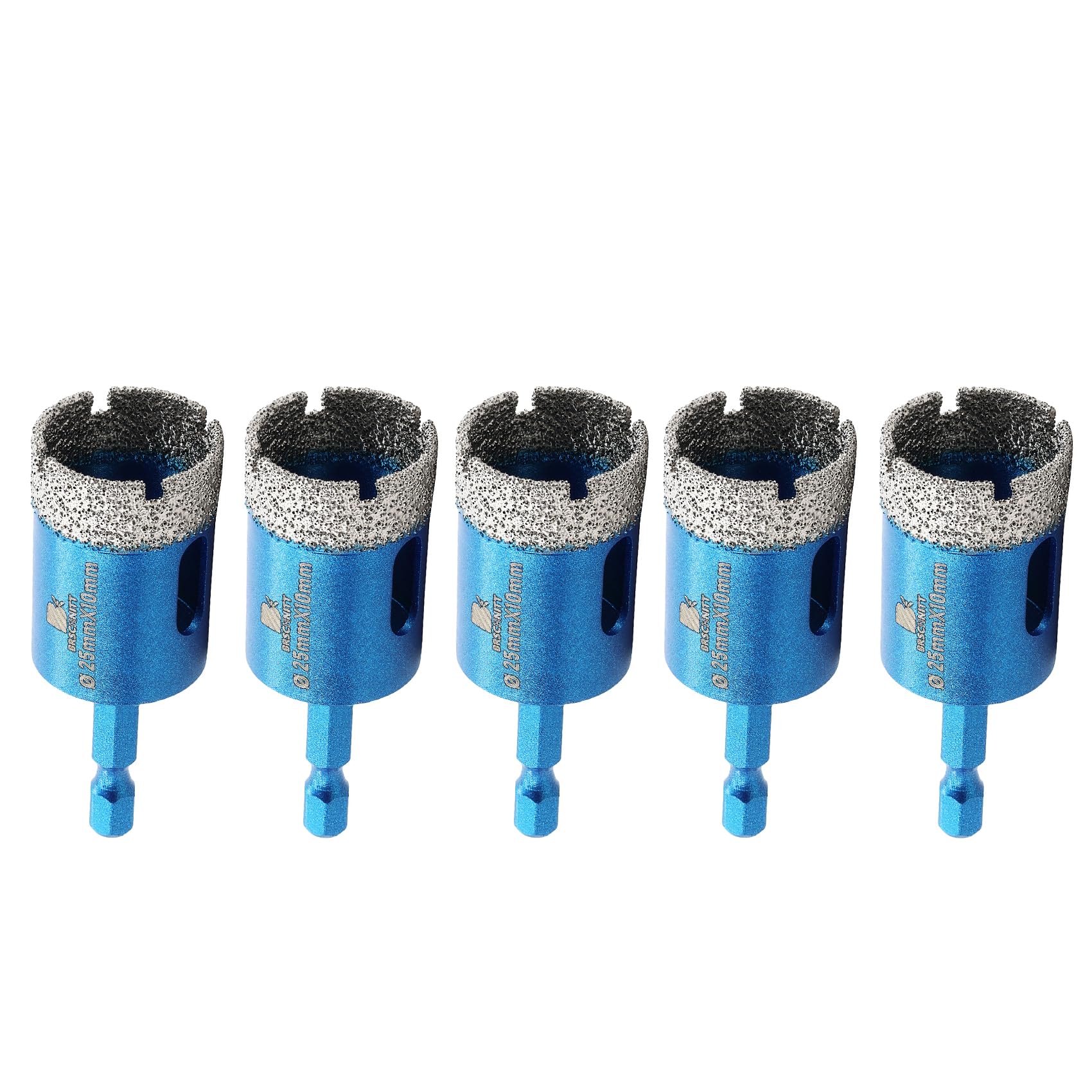 Diamond Core Drill Bit 25mm,BRSCHNITT 5pcs 1 Inch Diamond Hole Saw Drill Bit for Porcelain Tile Ceramic Stone Granite Marble,Hex Shank Dry Drilling Diamond Core Drill Bit Set — image 1