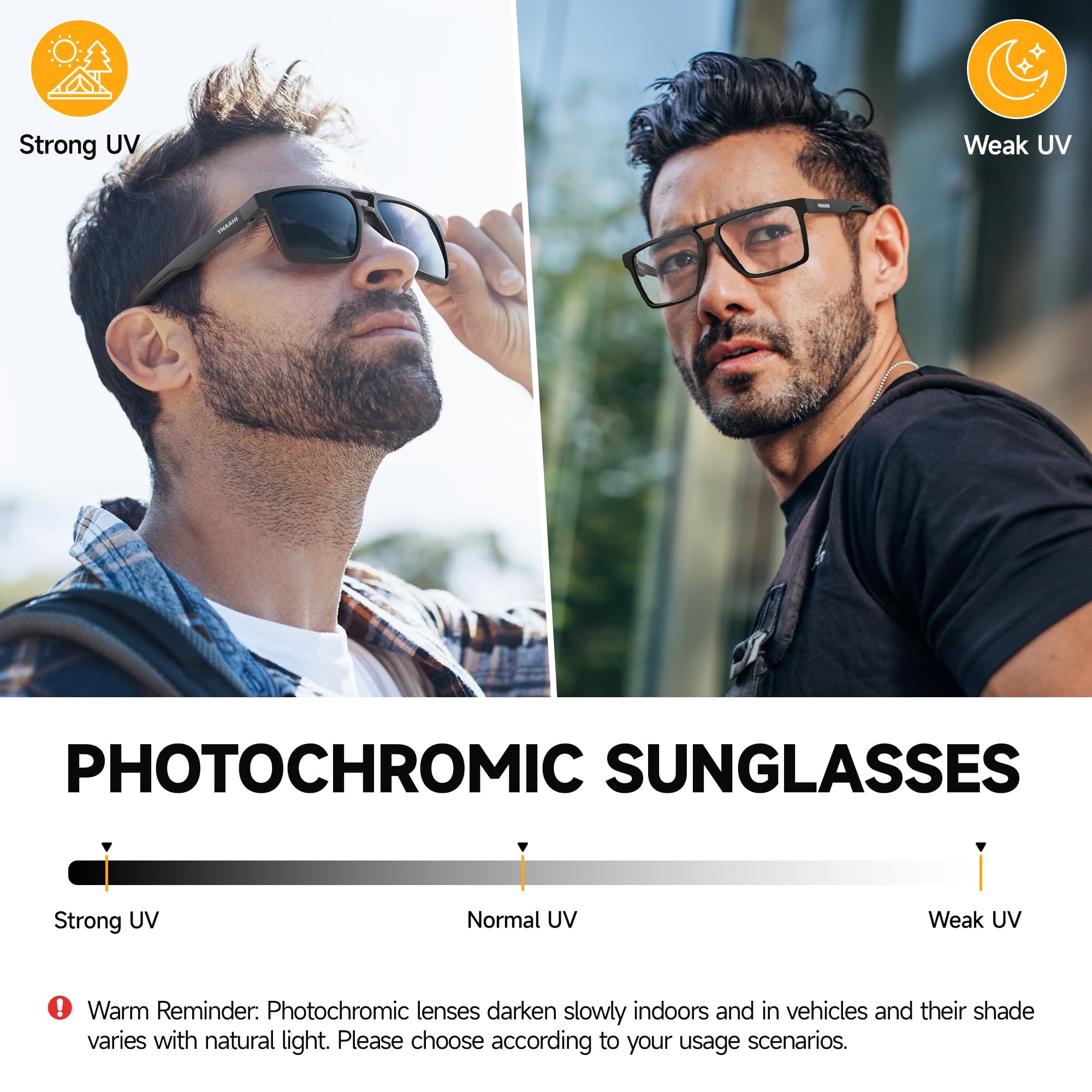 Gafas de sol fotocromáticas para hombres y mujeres, transición UV y protección. Diseño para deportes correr y seguridad en el trabajo