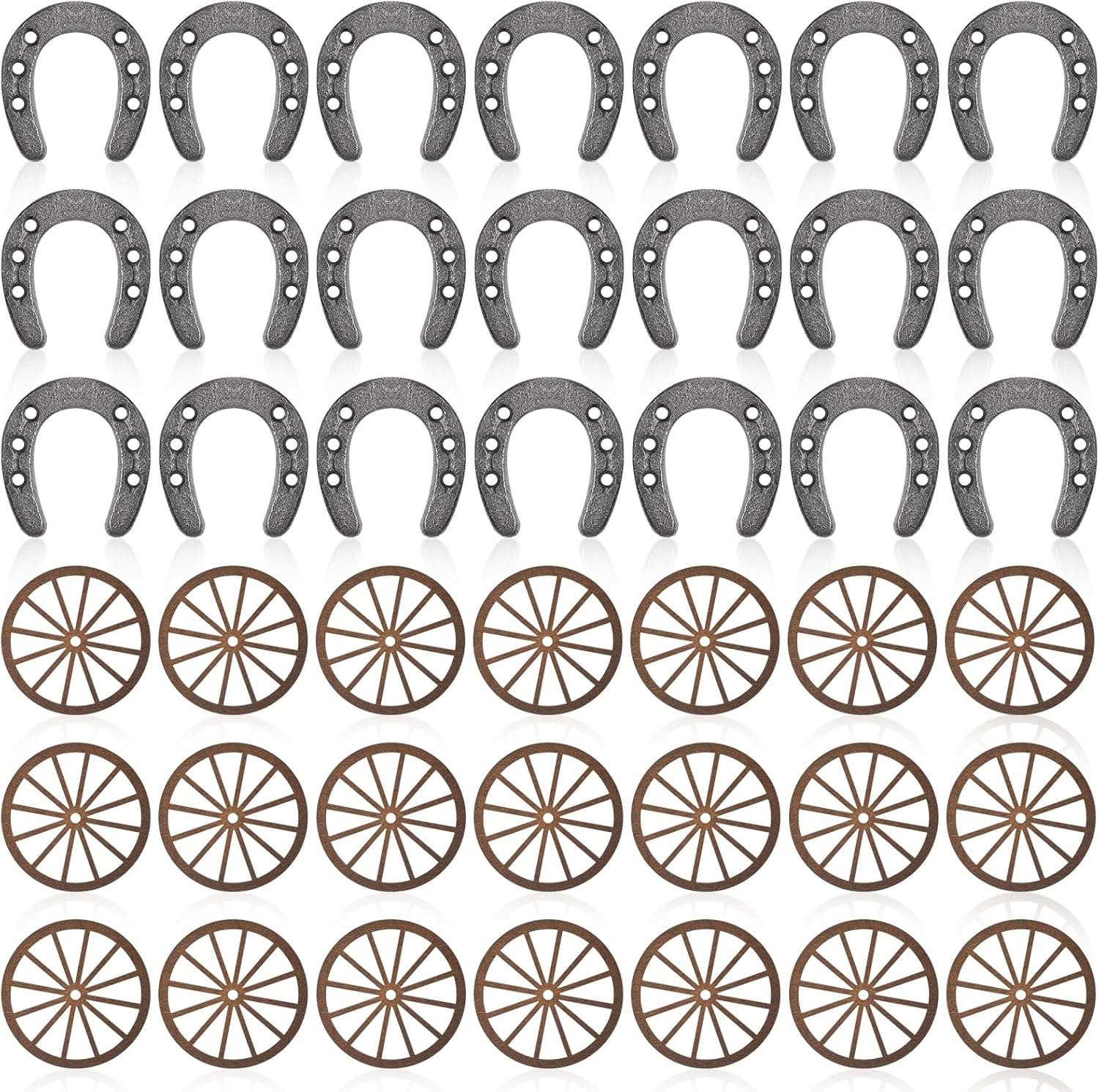 100 Pcs Western Theme Party Decoration Supplies Mini Older Iron Horseshoes Wall Decor Wagon Wheel Crafts Western Table Centerpieces Rustic Country Horseshoe for Good Lucky Cowboy Party Favor