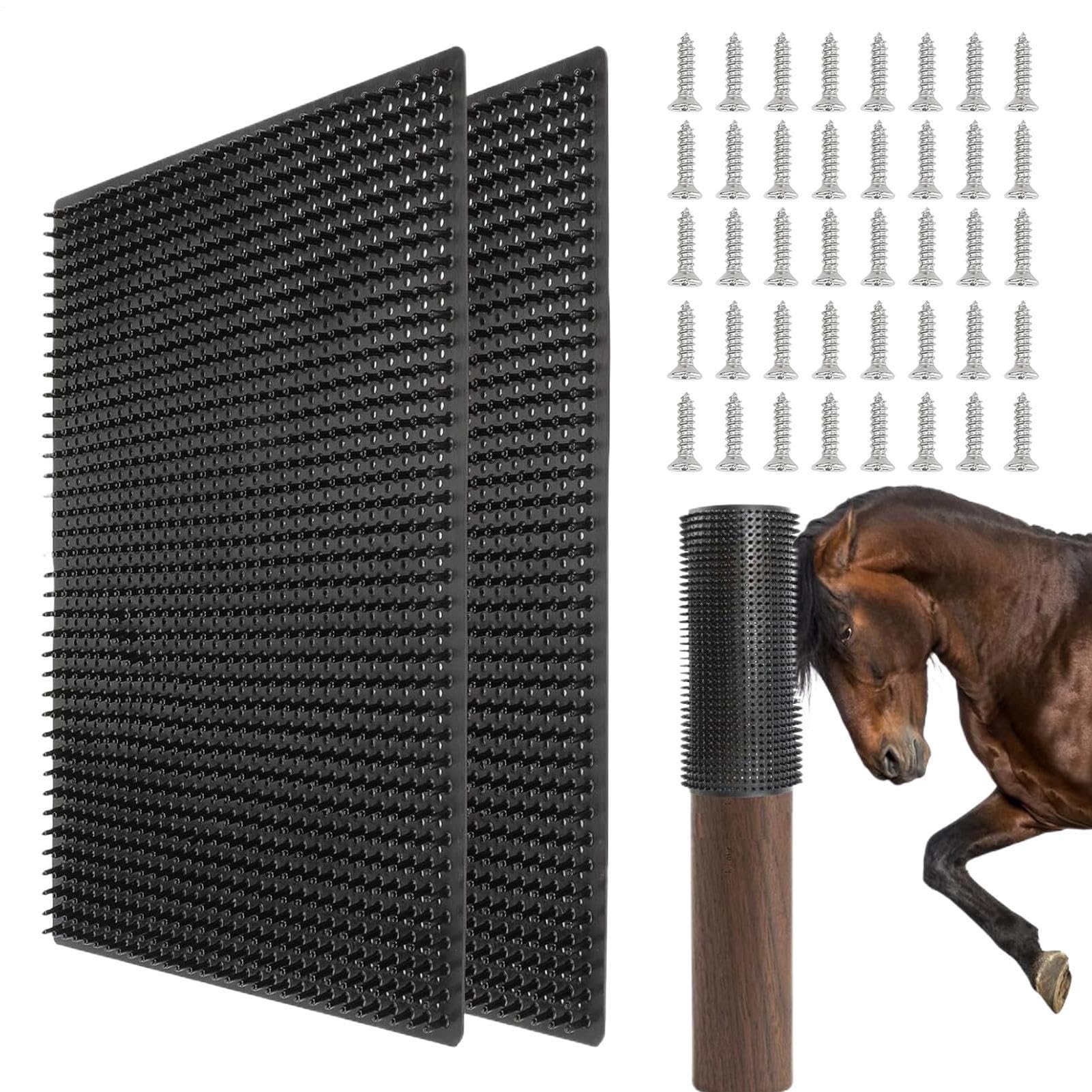 Vieh-Kratzbürste Juckreizlinderung & Fellwechsel | 2-teiliges Bürsten-Set für , Ziegen für , , Hunde, Tiere, Spielplatz, Ställe, Weiden, Schuppen