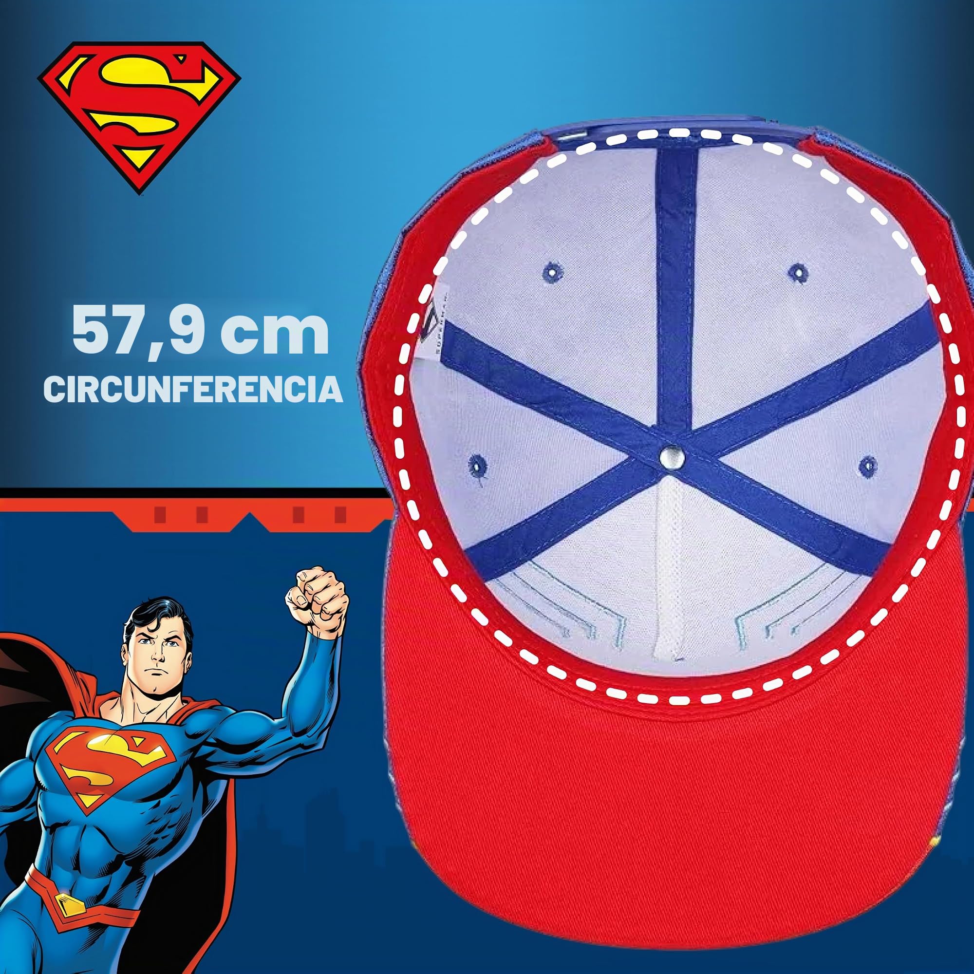 Concept One DC Comics Superman Baseball Cap, Snapback Hat with Flat Brim Gorra de béisbol Unisex Adulto