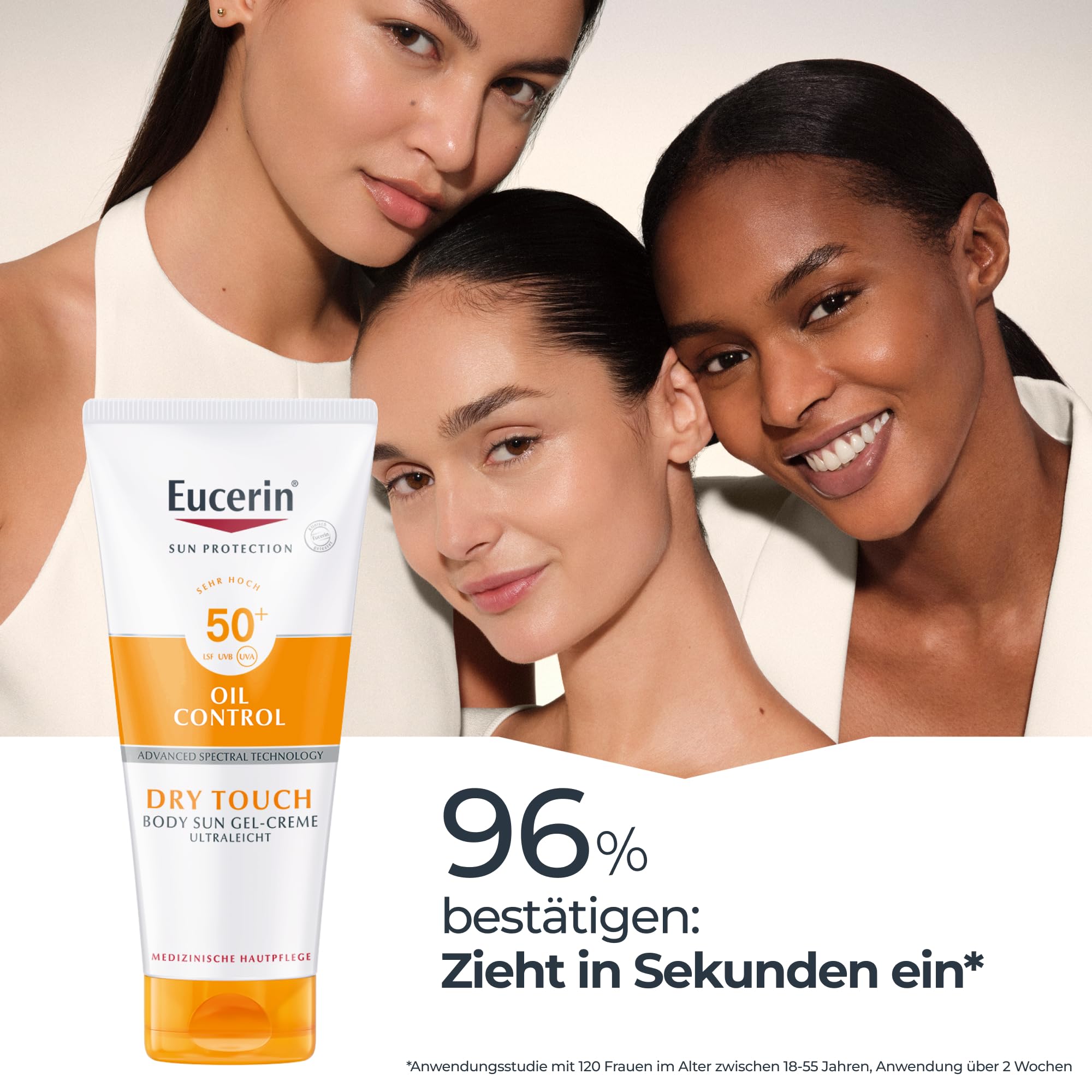 Eucerin® Oil Control Body Sun Gel-Creme LSF 50+ – sehr hoher Sonnenschutz mit ultra leichter Textur, Anti-Sand Effekt und Anti-Glanz Effekt, 200ml