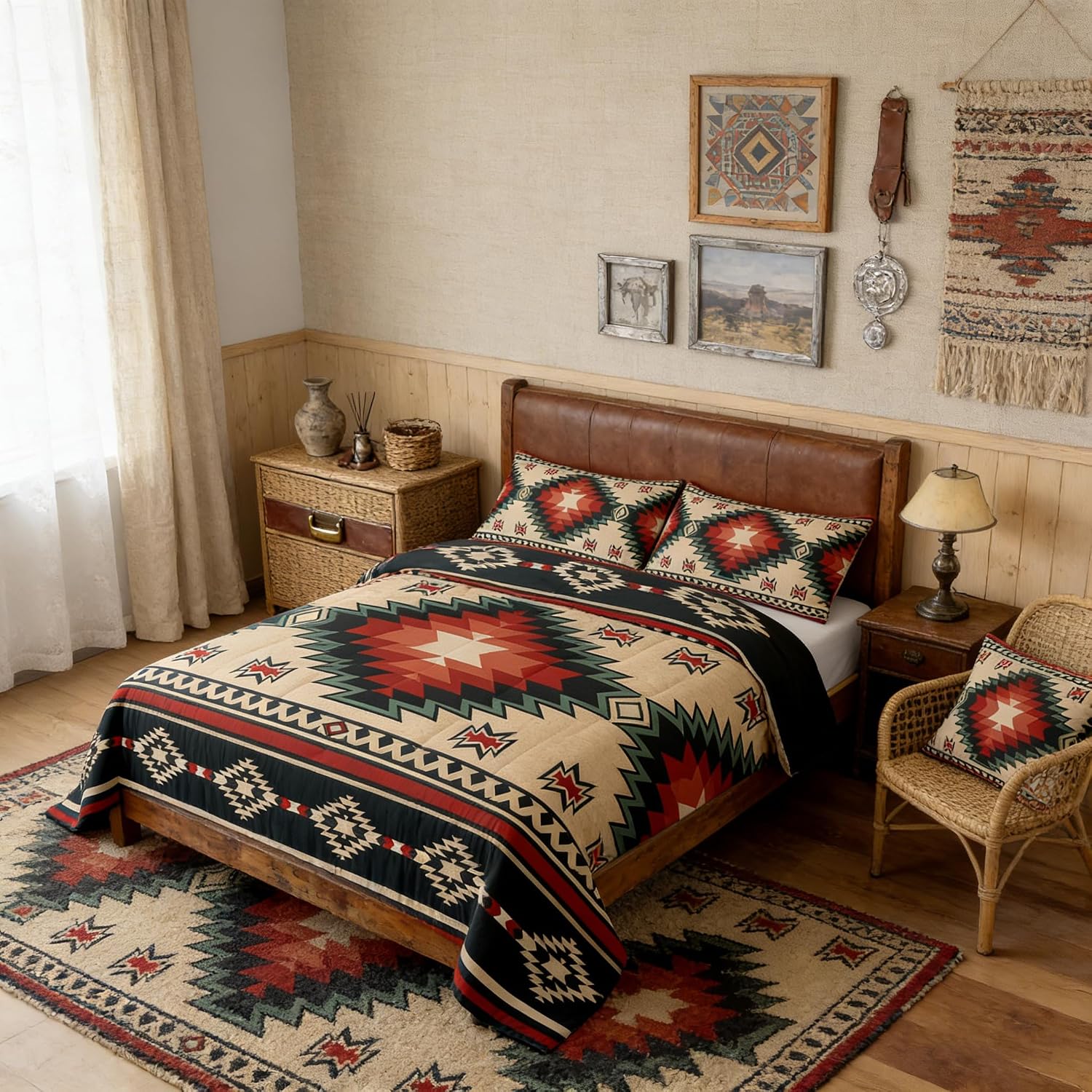 Feelyou Boho Aztec Comforter Set Queen Size for Kids Boys Girls Bedding Set image 2