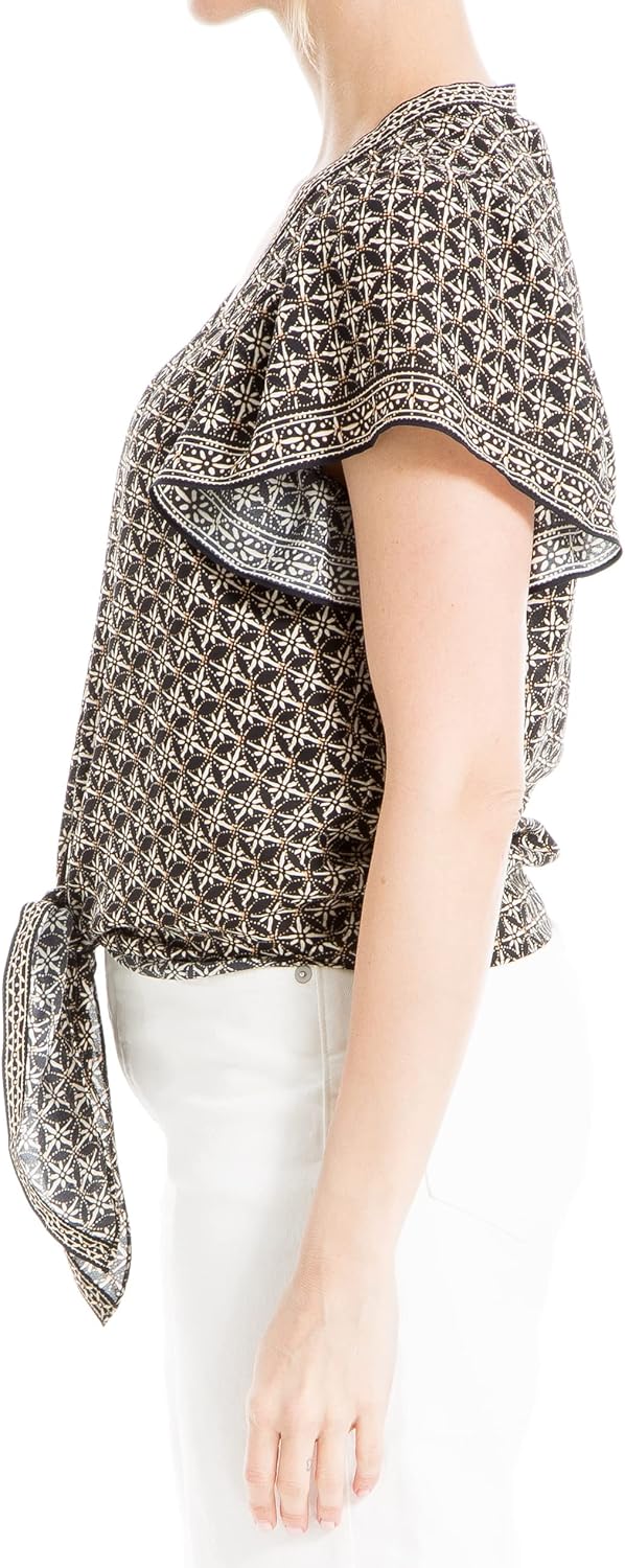 Max Studio Womens Flutter Sleeve Waist Tie Blouse - Image 3