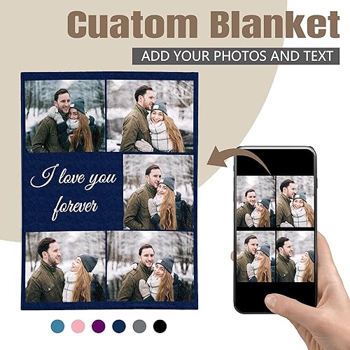 Miniatura 2 de Manta personalizada con texto de fotos, collage de fotos personalizada, manta de forro polar, regalos para el día del padre, día de la madre, niña,