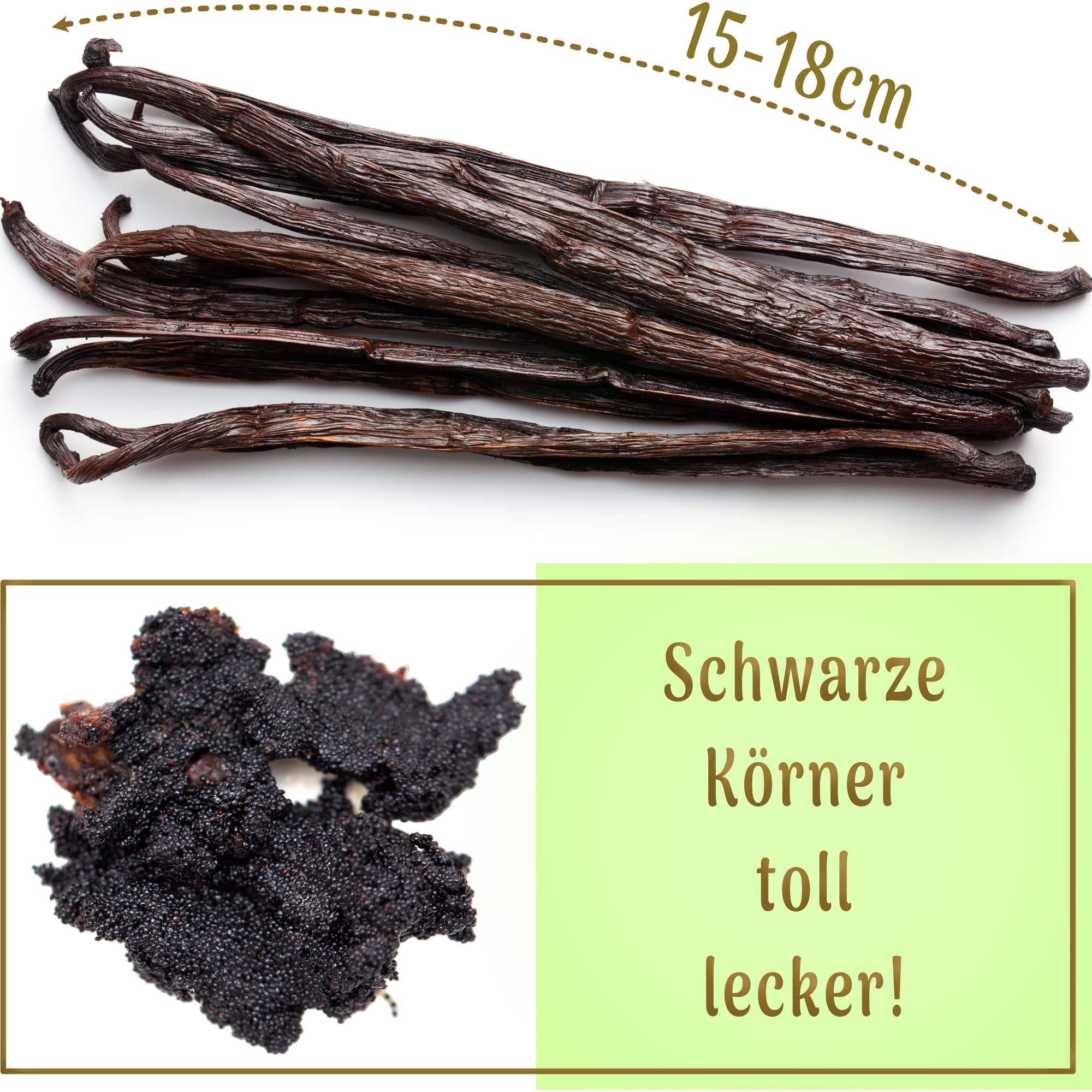 BIO • 15 Vanilleschoten XL • Bourbon-Vanille aus Madagaskar • Grand-Cru-Qualität • XL 16/18cm • 1 Beutel FreshZIP Vanillia