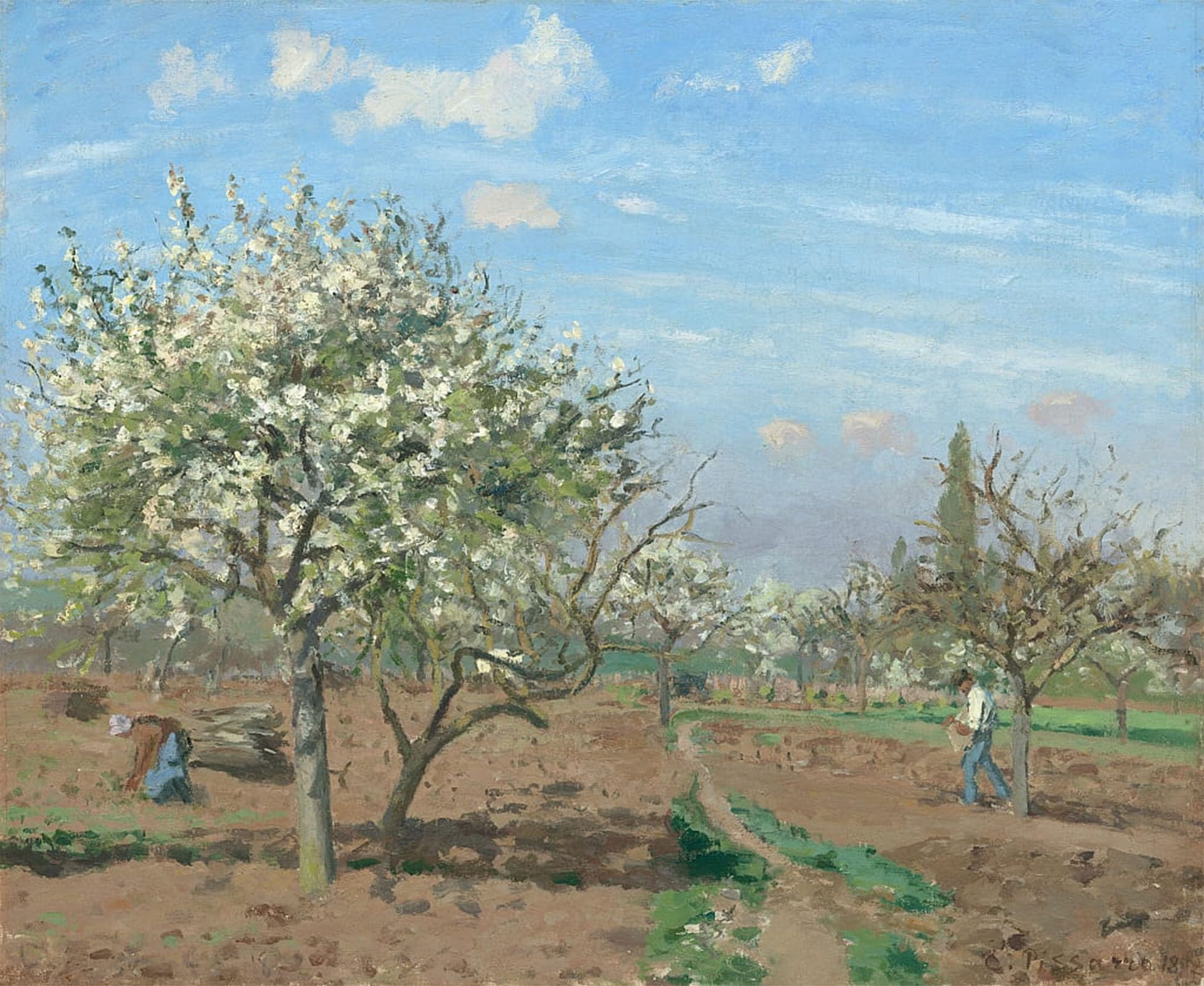 SERENDIPITP Retro Picture Poster Wall Art Pictures Painting Orchard in Bloom Louveciennes by Camille Pissarro Wall Art Canvas Print for Wall Decor 60x90cm
