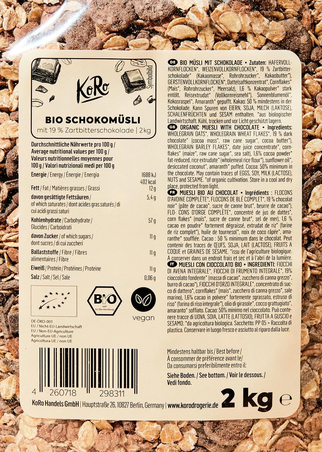 KoRo - Muesli al cioccolato bio | 2 kg
