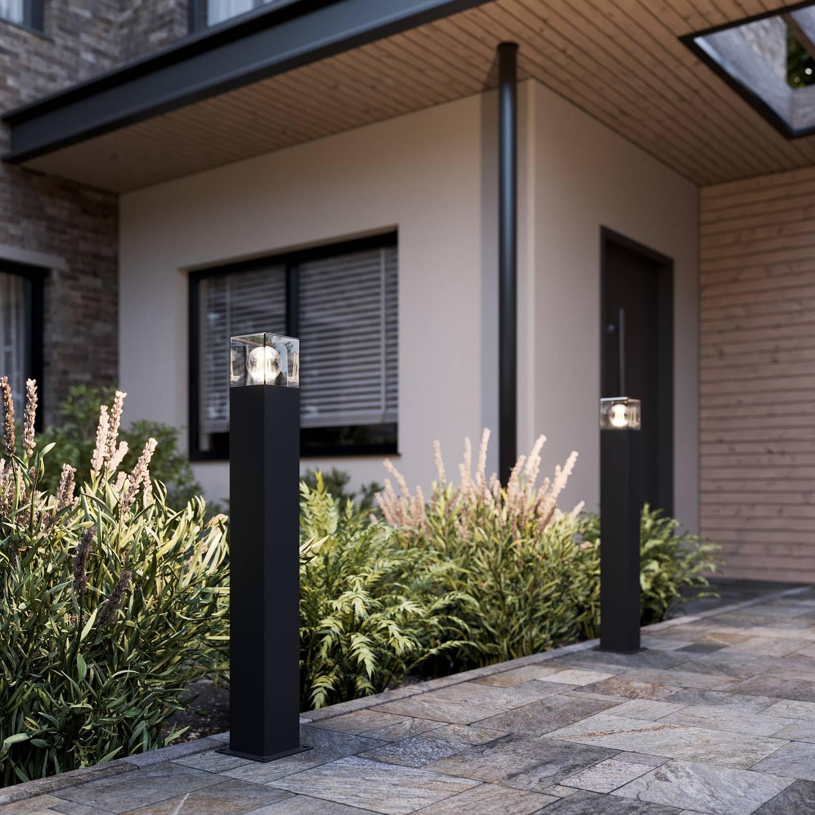Lucande Lampada da esterni dimmerabile (Moderno) colore Nero, in Alluminio lampioncino paletto luminoso lampada viale lampione