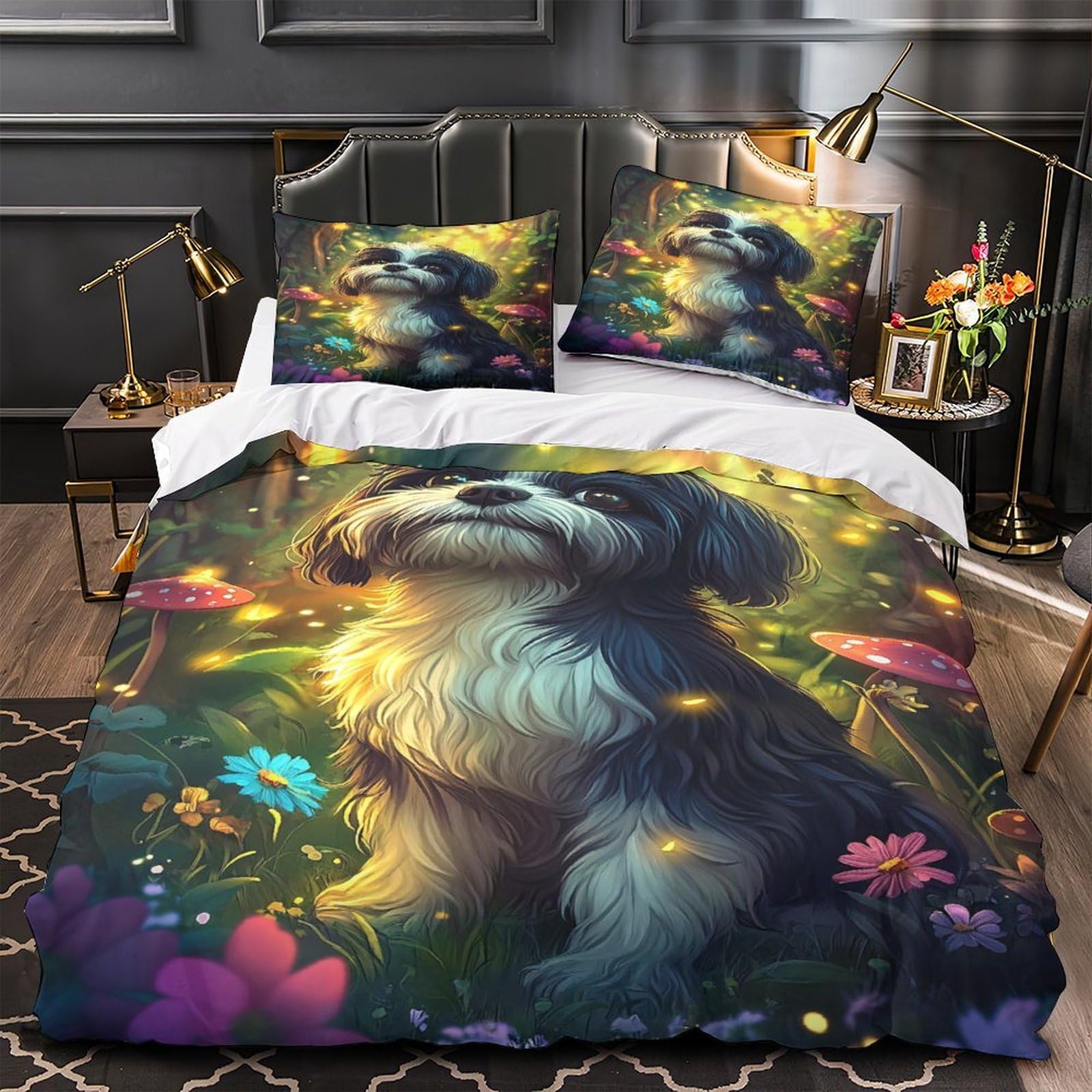 Housse de couette chien en microfibre résistante et douce avec fermeture éclair