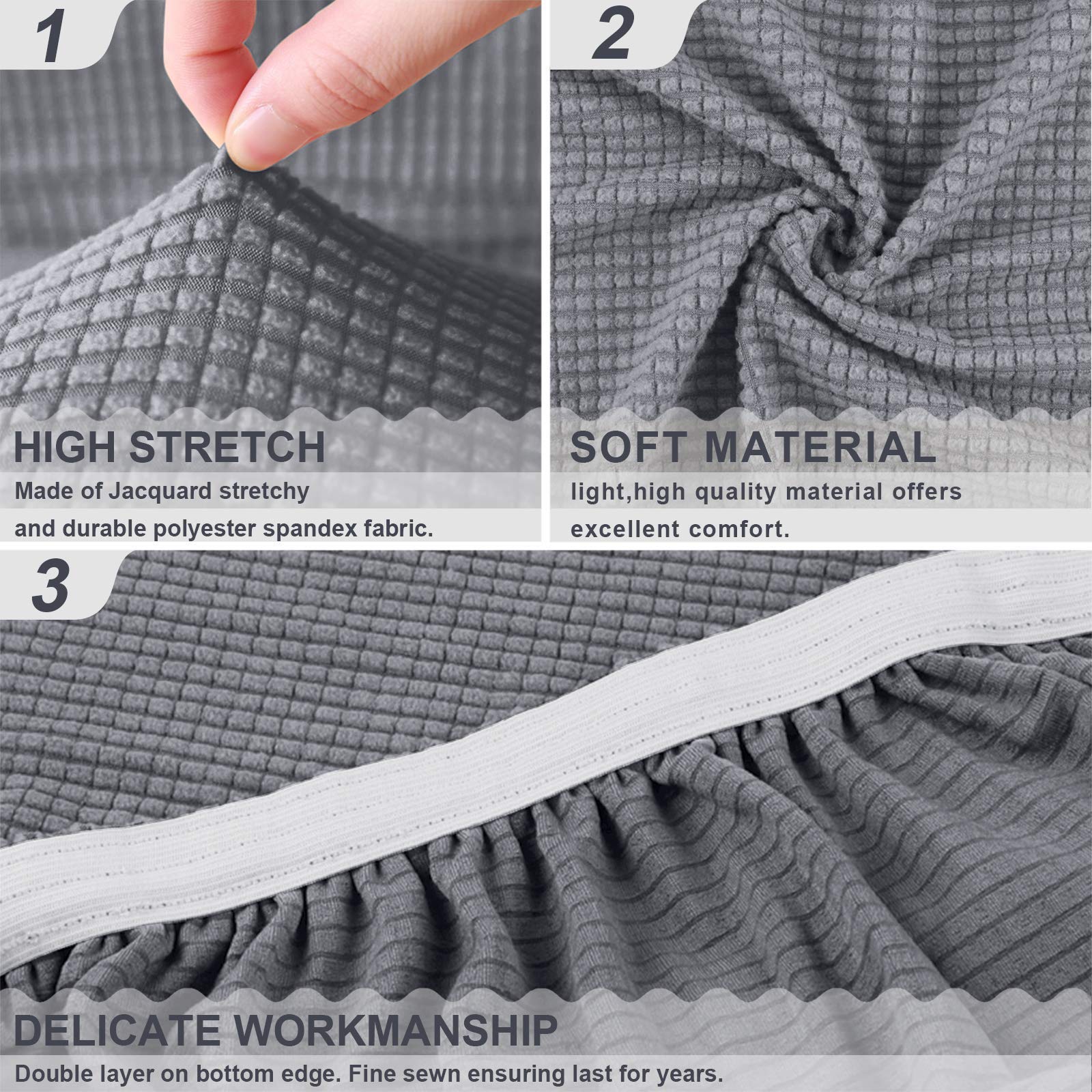 TAOCOCO Copricuscini Per Divani, Copridivano Elasticizzato, Alta qualità Cuscino Protezione Divano Sedile Lavabile(1 Posto, Grigio chiaro)