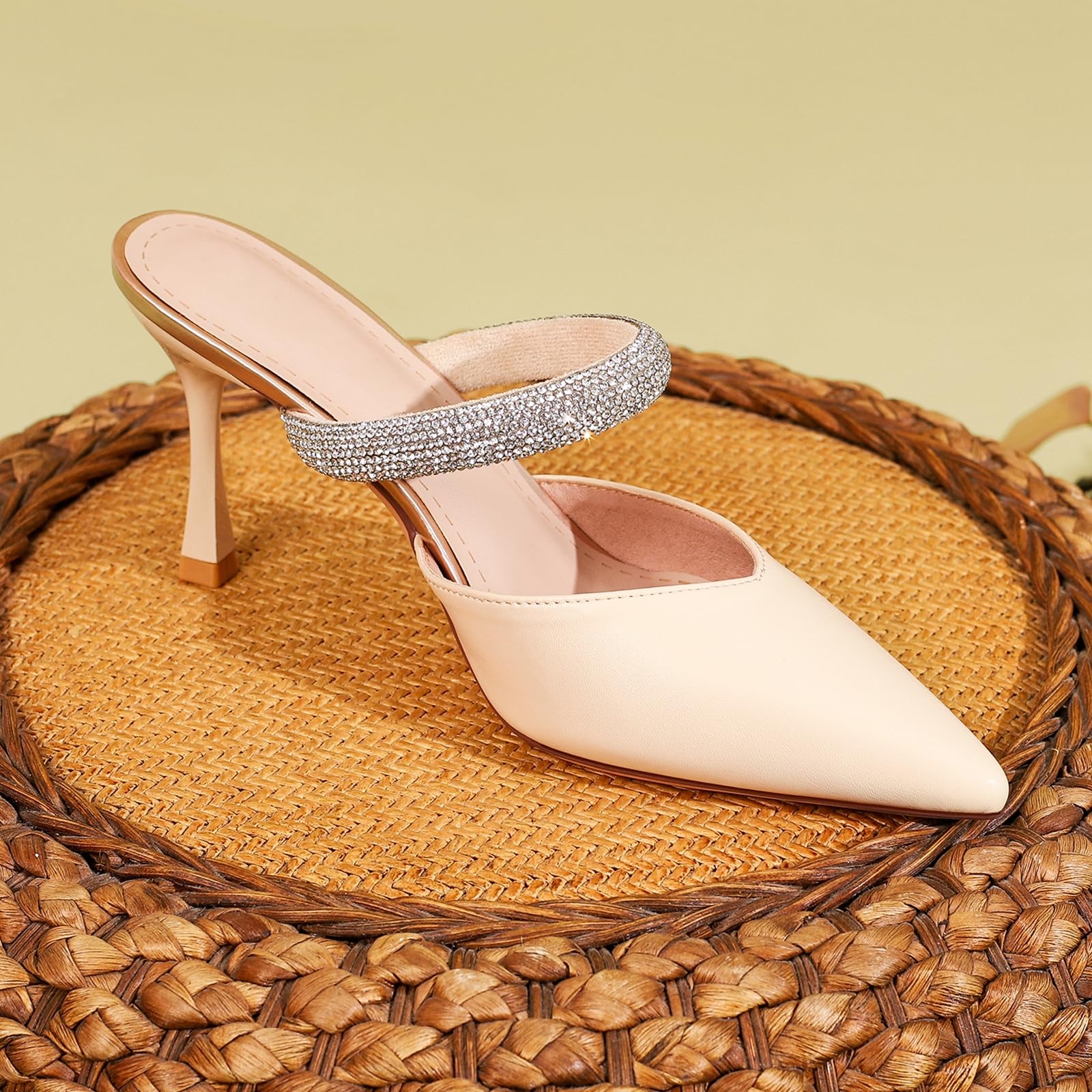 Damskie wygodne wsuwane obcasy z tyłu, otwarte, szpiczaste, miękka wkładka, buty na ubrania, do pracy, biura, na co dzień