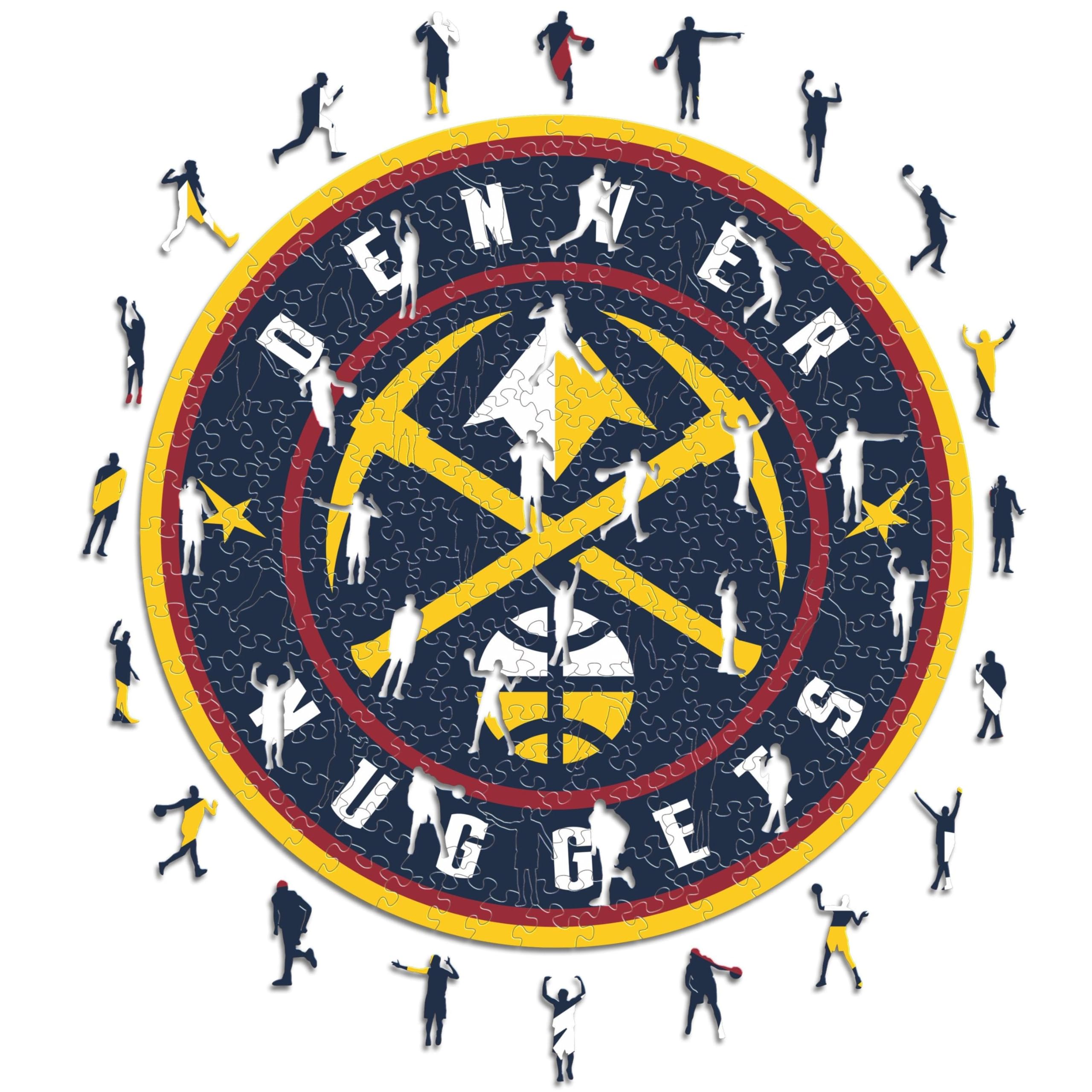 Iconic Puzzles - Denver Nuggets, Logo, Wooden Puzzle officially licensed NBA, 100% sustainable, size S, 150 Pcs