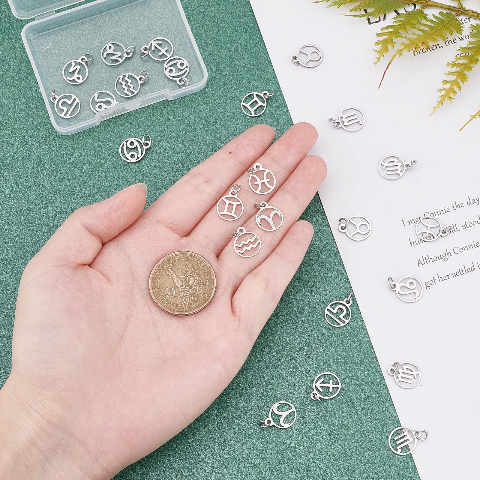 SUNNYCLUE 24 Ciondoli Costellazione Zodiacale In Acciaio Inossidabile – 12 Segni, Doppia Faccia, Per Creazione Gioielli Fai Da Te