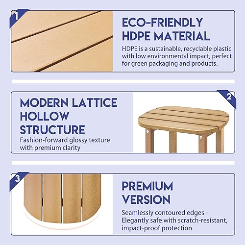 Miniatura 123 de LZRS Mesa auxiliar para exteriores, mesa auxiliar ovalada Adirondack doble con almacenamiento de 2 niveles, mesas auxiliares de HDPE para patio