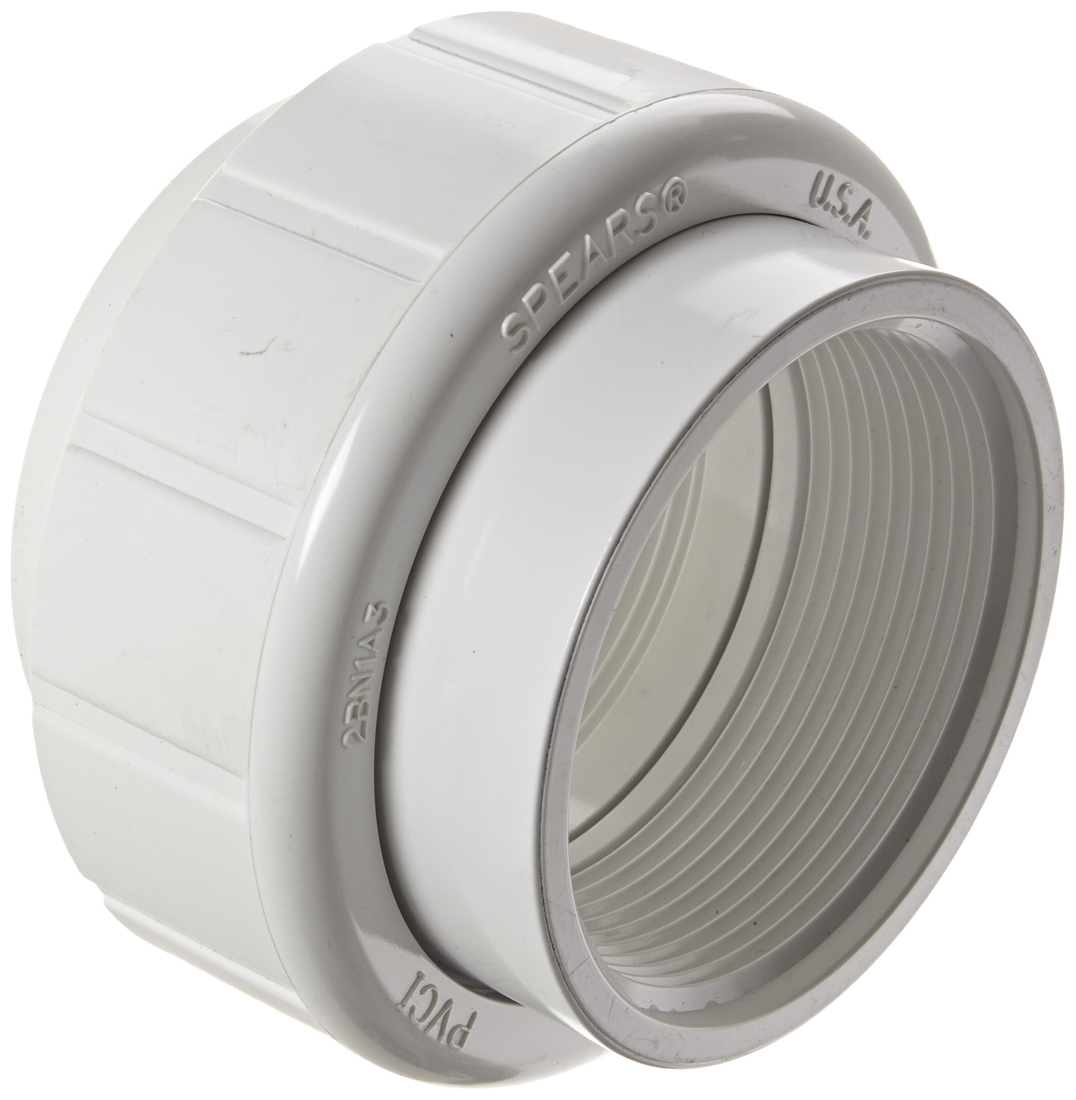 Spears 458 Series PVC Pipe Fitting, Union with Buna O-Ring, Schedule 40, 3" NPT Female