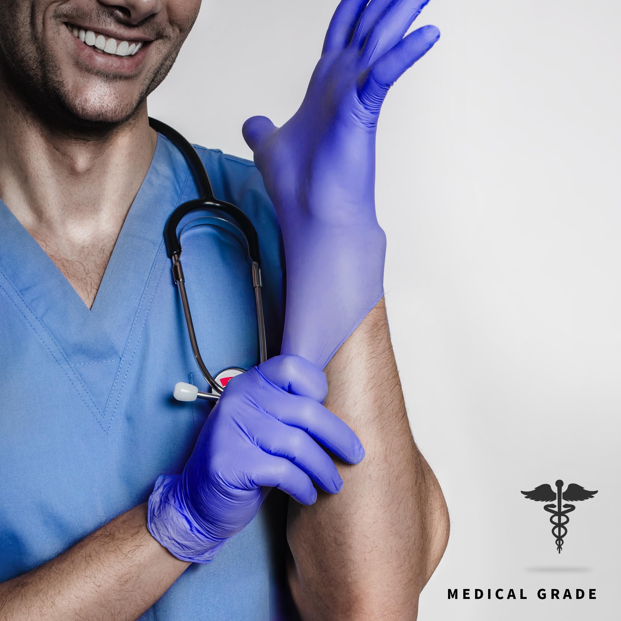 Medguy 100 guanti da esame in nitrile, senza polvere, senza lattice, per uso alimentare, non sterili, per esami medici, viola, L