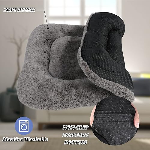 Miniatura 6 de ANWA Cama para perros tamaño mediano, cojín lavable para caja de perro, almohadilla para caja de perro, perros grandes Gris,Gris claro,Camello