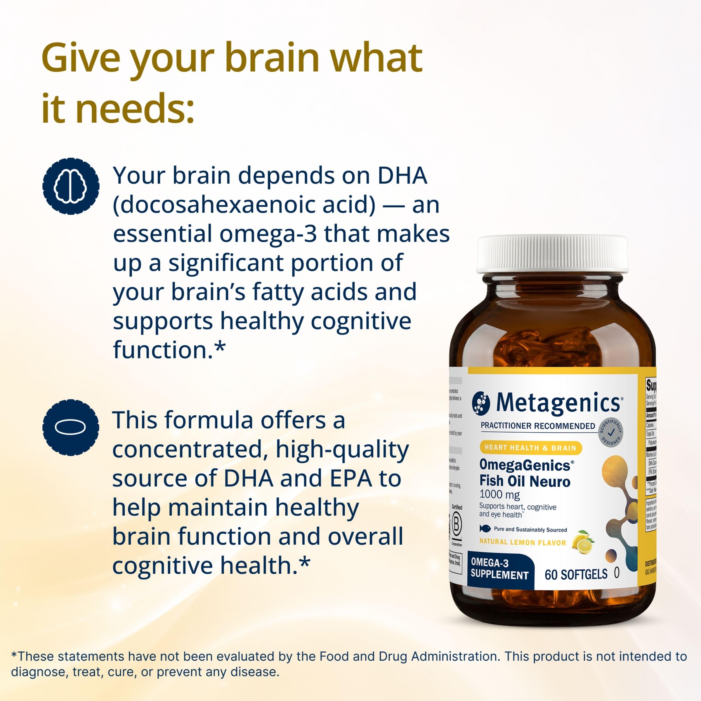 Metagenics OmegaGenics Fish Oil Neuro Omega 3, 750 mg DHA, 60 Softgels — Amazon image 3