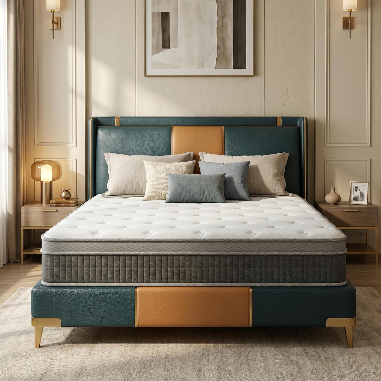 King Size Mattress 14 Inch - Hybrid Mattress, Memory Foam Mattress in a Box - Cool Sleep & Pressure Relief - CertiPUR-US Certified