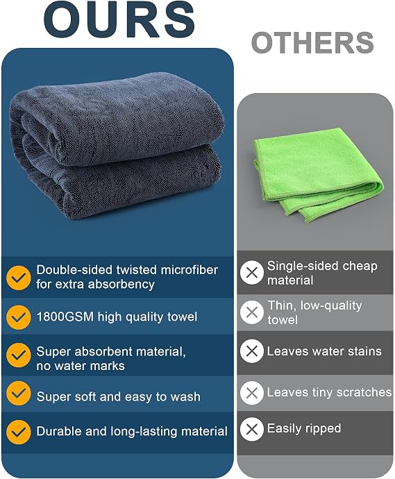 Car Drying Towel Extra Large,1800GSM Drying Towel Car Detailing