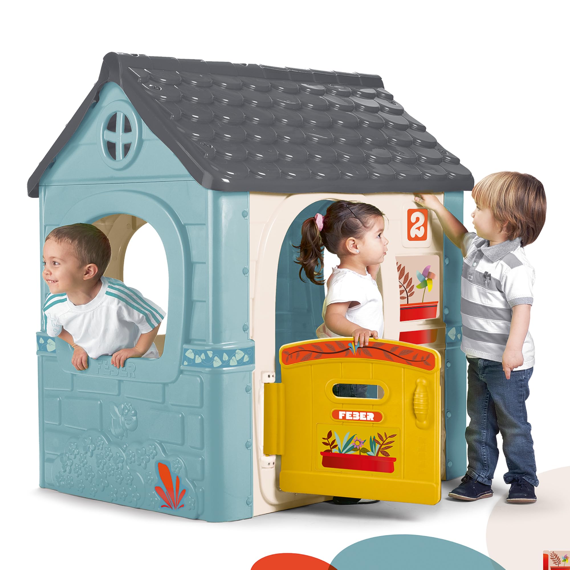 FEBER - Casual House, Children's Cottage with Hinged Door, Has Stickers to Decorate the House, Colours-Resistant to Sunlight, Easy Assembly, From 2 Years, Famous (FEH22000)