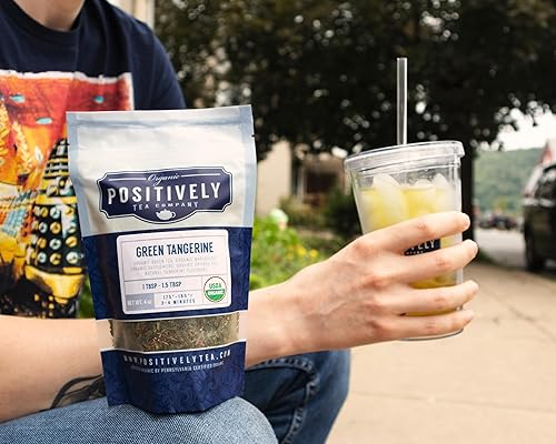 Miniatura 7 de Organic Positively Tea Company, Mandarina verde, té verde, hoja suelta, 16 onzas