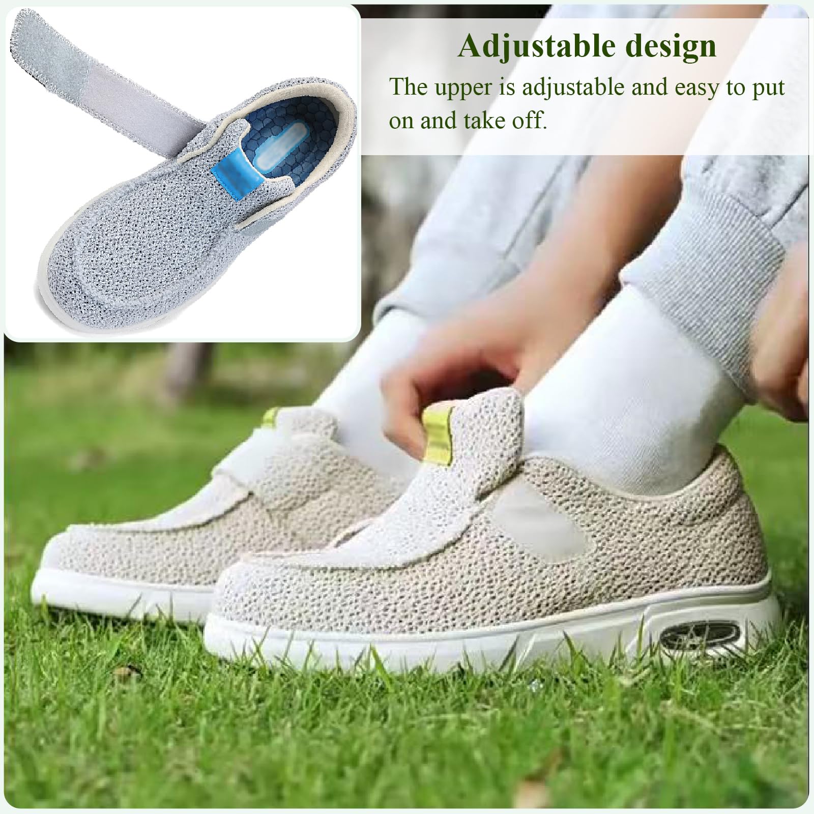 Zapatos Diabéticos para Mujer Hombre Ajustables Antideslizante Respirables Ancho Zapatillas de Casa Pantuflas para Pies Hinchados Artritis Edema
