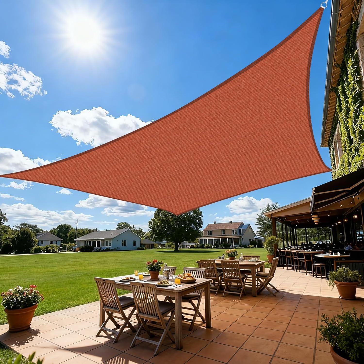 Artpuch Sun Shade Sail, 12'X18' Rust Red Rectangle Curved Edged Sun Shade, Commercial Grade 185GSM HDPE UV Permeable Outdoor Shade Cloth for Deck, Backyard, Patio (Custom Sizes Made)