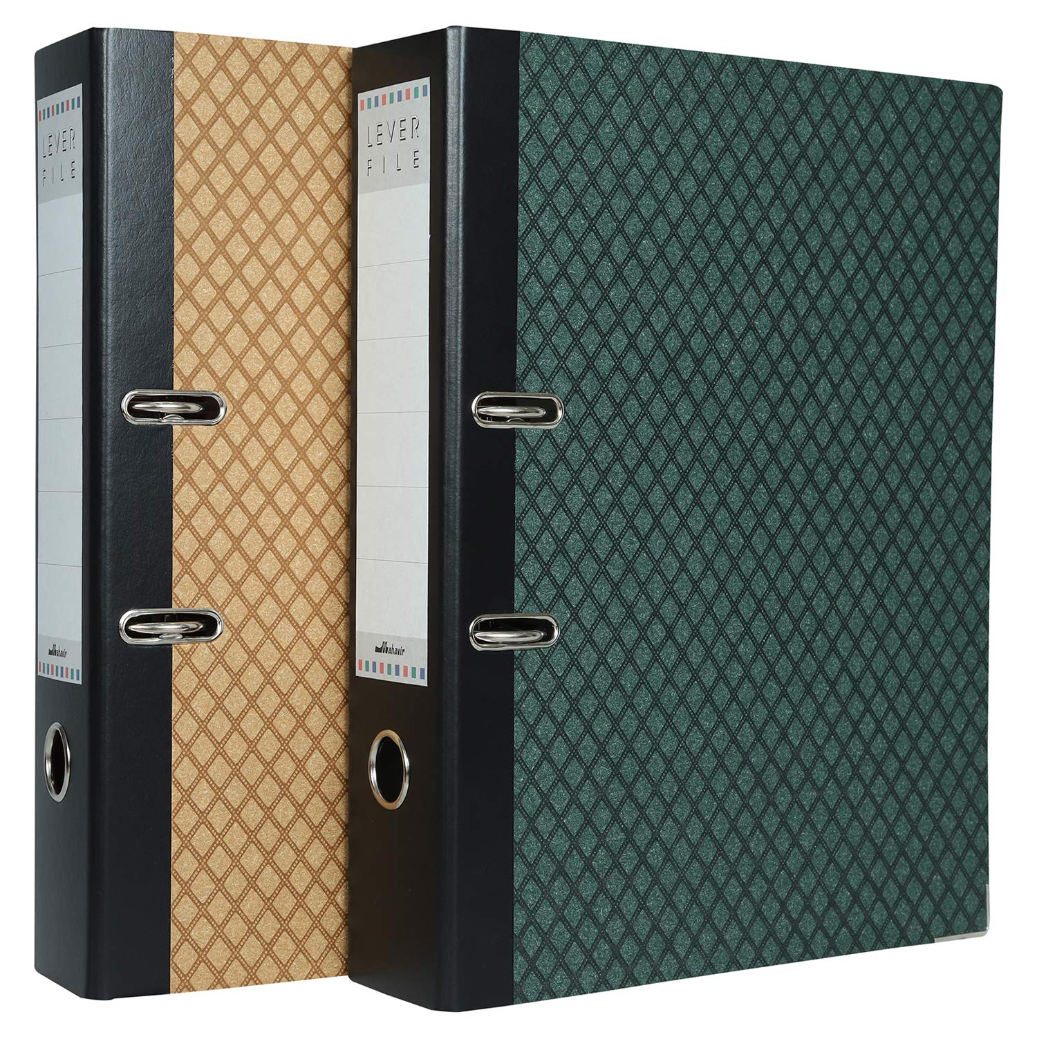Mahavir Upper Lot de 2 classeurs à levier 2D Format papier ministre 21,6 x 34,3 cm 21,6 x 34,3 cm Clip 7 cm Couverture papier sensible à la chaleur et serrure Rado